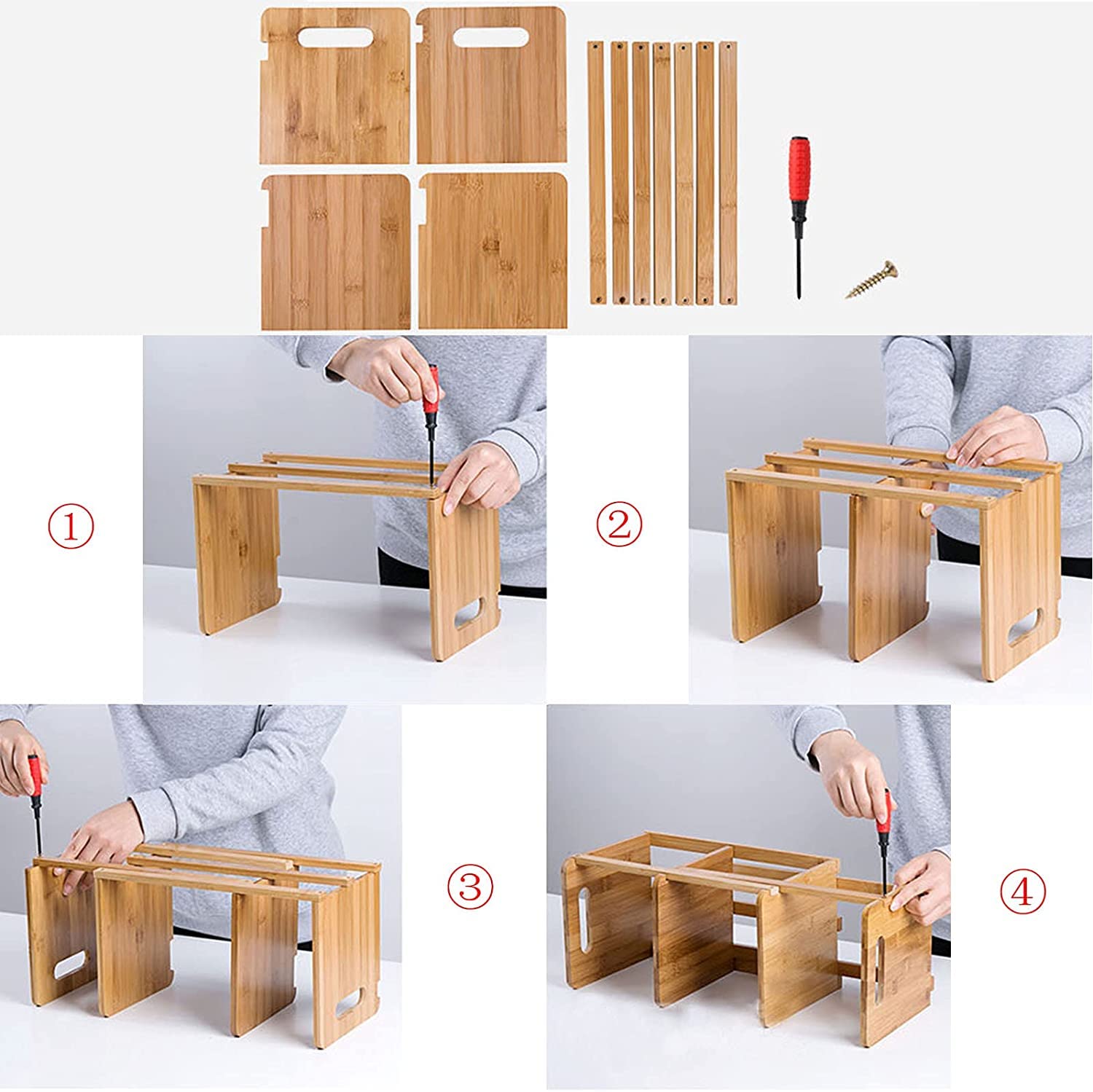 Expandable Desktop Bookshelf Organizer - Adjustable 13.2