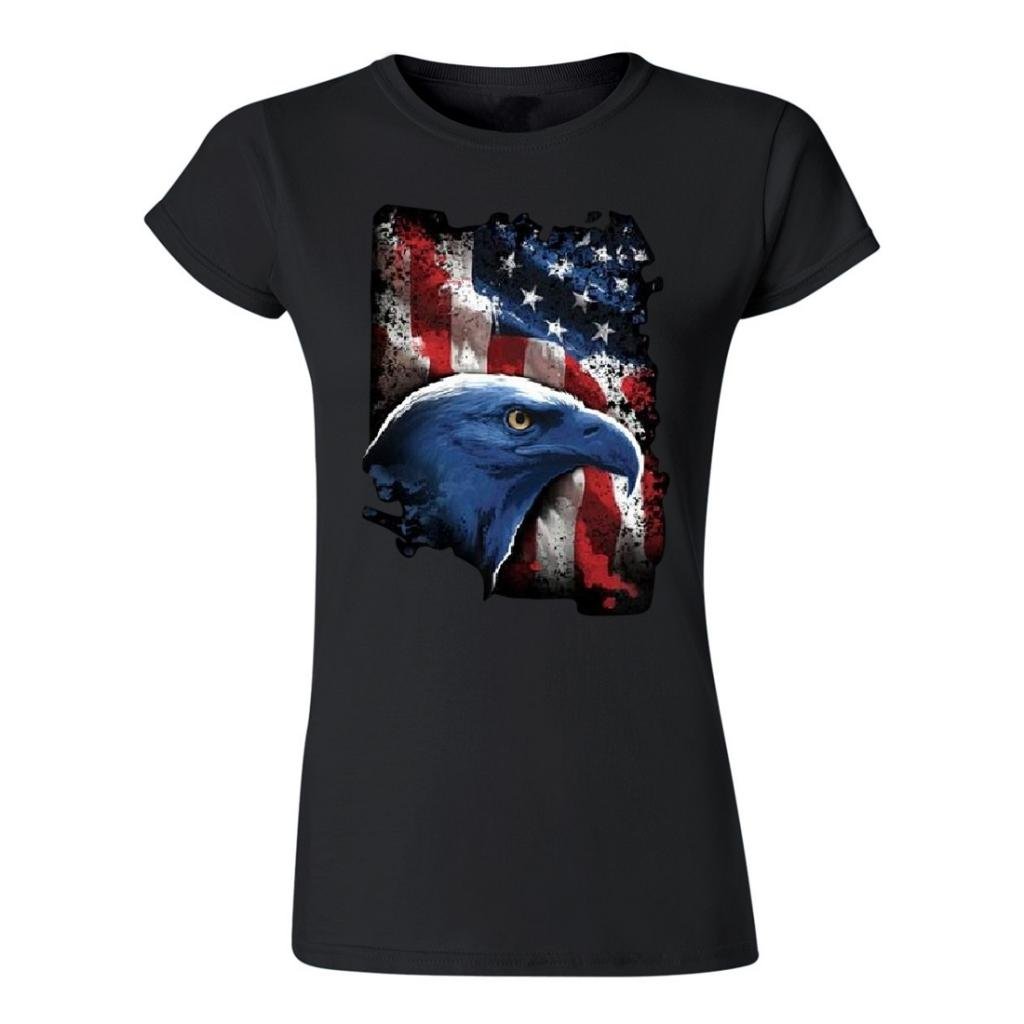 USA Flag & Bald Eagle Women's Fitted T-Shirt - Patriotic American Pride Tee for 4th of July, Veterans Day & National Celebrations