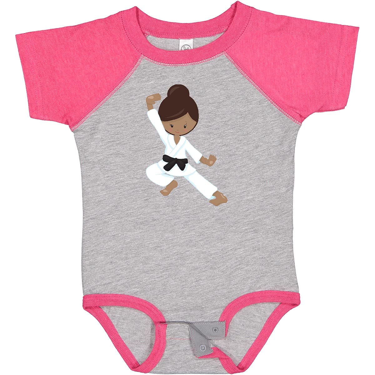 Inktastic African American Girl Black Belt Karate Girl Baby Bodysuit - Cute Martial Arts Outfit for Infants & Toddlers - Perfect for Karate Classes, Playdates & Black History Month Celebrations