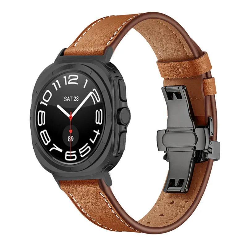 Premium Genuine Leather Bands for Samsung Galaxy Watch Ultra - Stylish, Durable & Comfortable Replacement Straps for Work, Gym & Everyday Wear