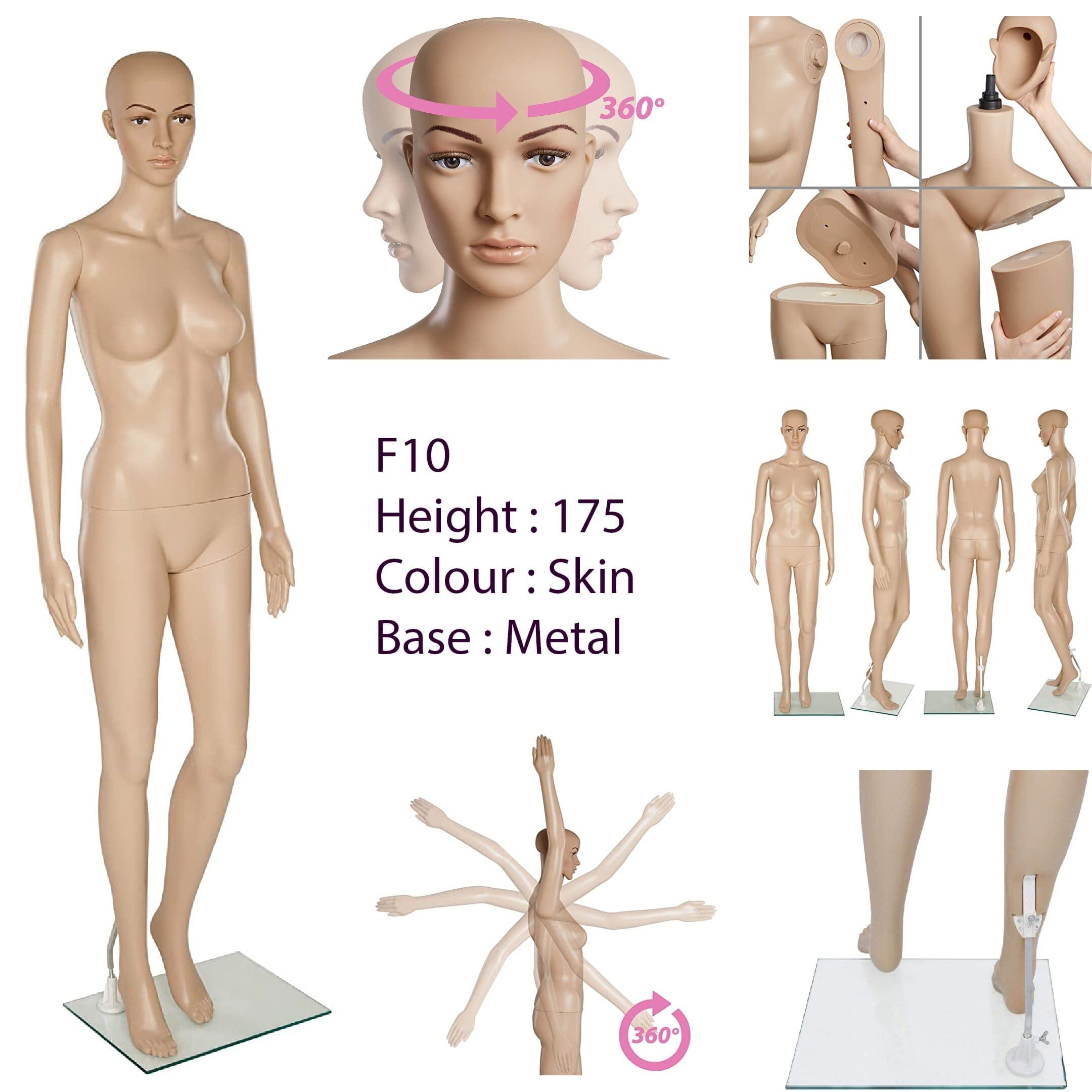 Female Mannequin for Shop Window Display - Rotatable & Portable with Metal Base & Calf Pin - Perfect for Retail Stores, Boutiques, and Fashion Showrooms