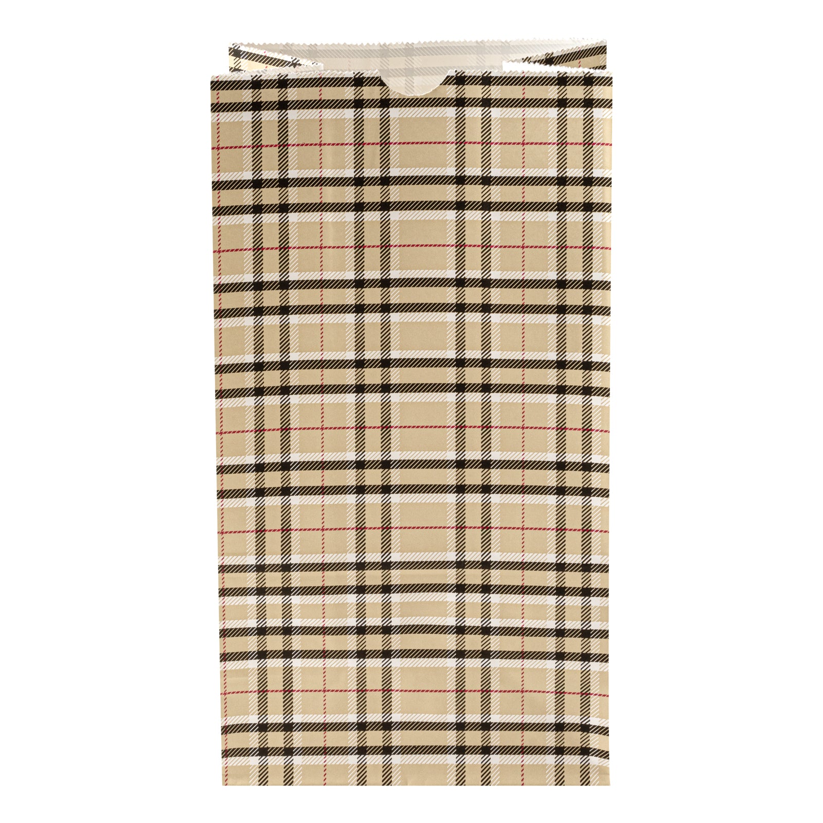 Eco-Friendly Plaid Paper Bags 6lb Capacity - 6x3.5x10.75 Inches - Pack of 100 - Perfect for Retail Shopping, Gift Wrapping & Party Favors