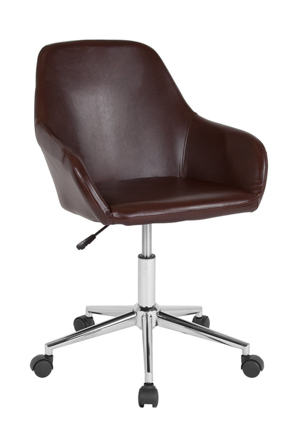 Premium Black Leather FLASH Cortana Mid Back Chair - Ergonomic Home & Office Desk Chair for Comfortable Working, Studying, and Gaming