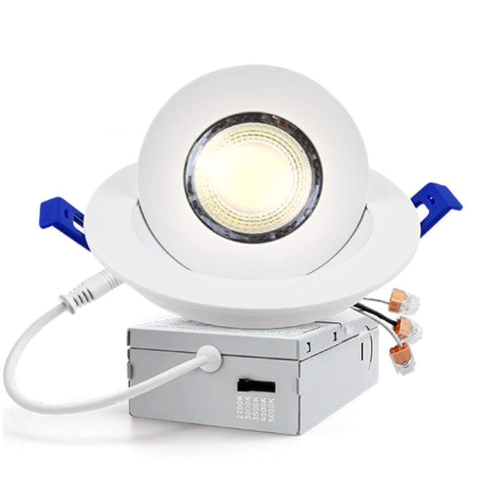 4 Inch LED Canless Recessed Light - 5CCT Dimmable Adjustable Gimbal Eyeball Light with Junction Box, ETL Certified - Perfect for Kitchen, Living Room & Bedroom Lighting