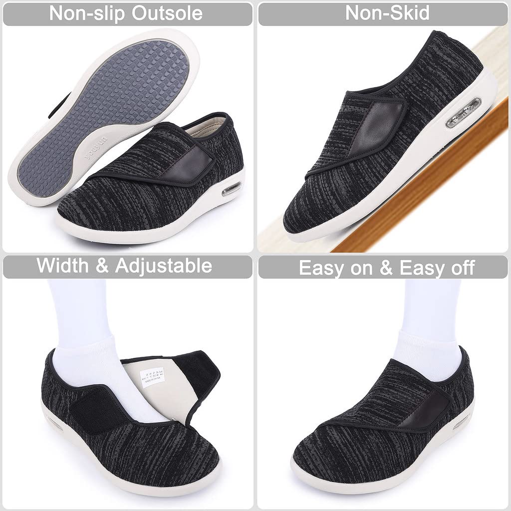 **Orthopedic Diabetic Shoes for Men with Wide Width - Adjustable Closure, Lightweight & Breathable Sneakers for Elderly - Ideal for Swollen Feet, Edema & Walking Comfort**    *(Perfect for Daily Wear, Walking, Travel & Foot Pain Relief - Designed for Diabetic & Senior Foot Care)*