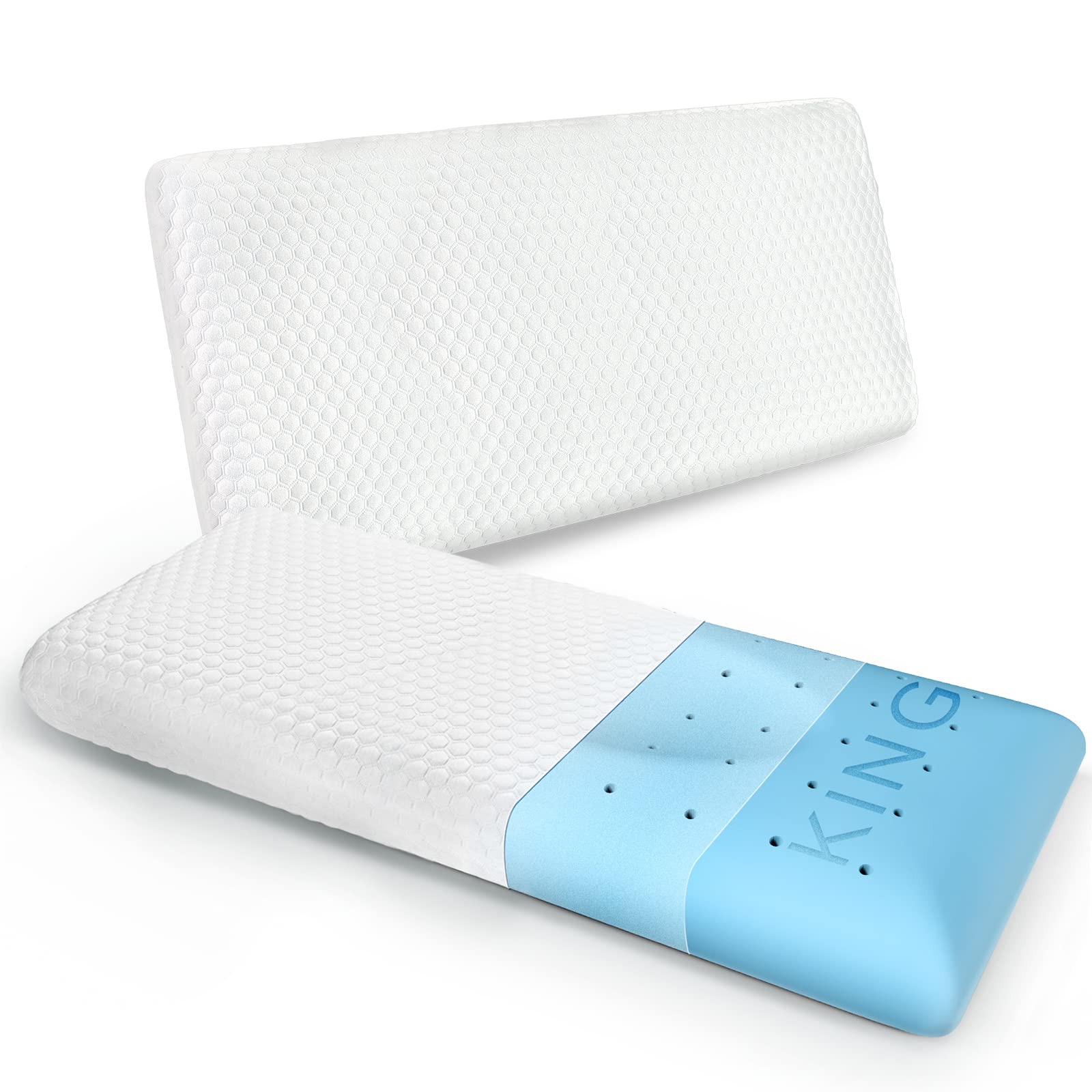 **inight King Size Memory Foam Pillows Set of 2 - Cooling Gel Infused, Orthopedic Support for Side & Back Sleepers, CertiPUR-US & OEKO-TEX Certified - Perfect for Bedroom, Guest Room & Travel**
