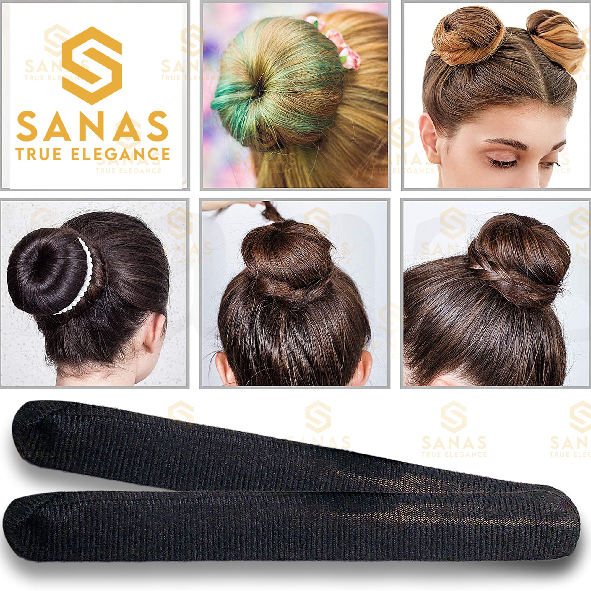 Professional Black Donut Bun Hair Wrap - Trendy French Twist Styling Accessory for Women & Girls | Perfect for Updos, Ponytails & Fashion Hairstyles