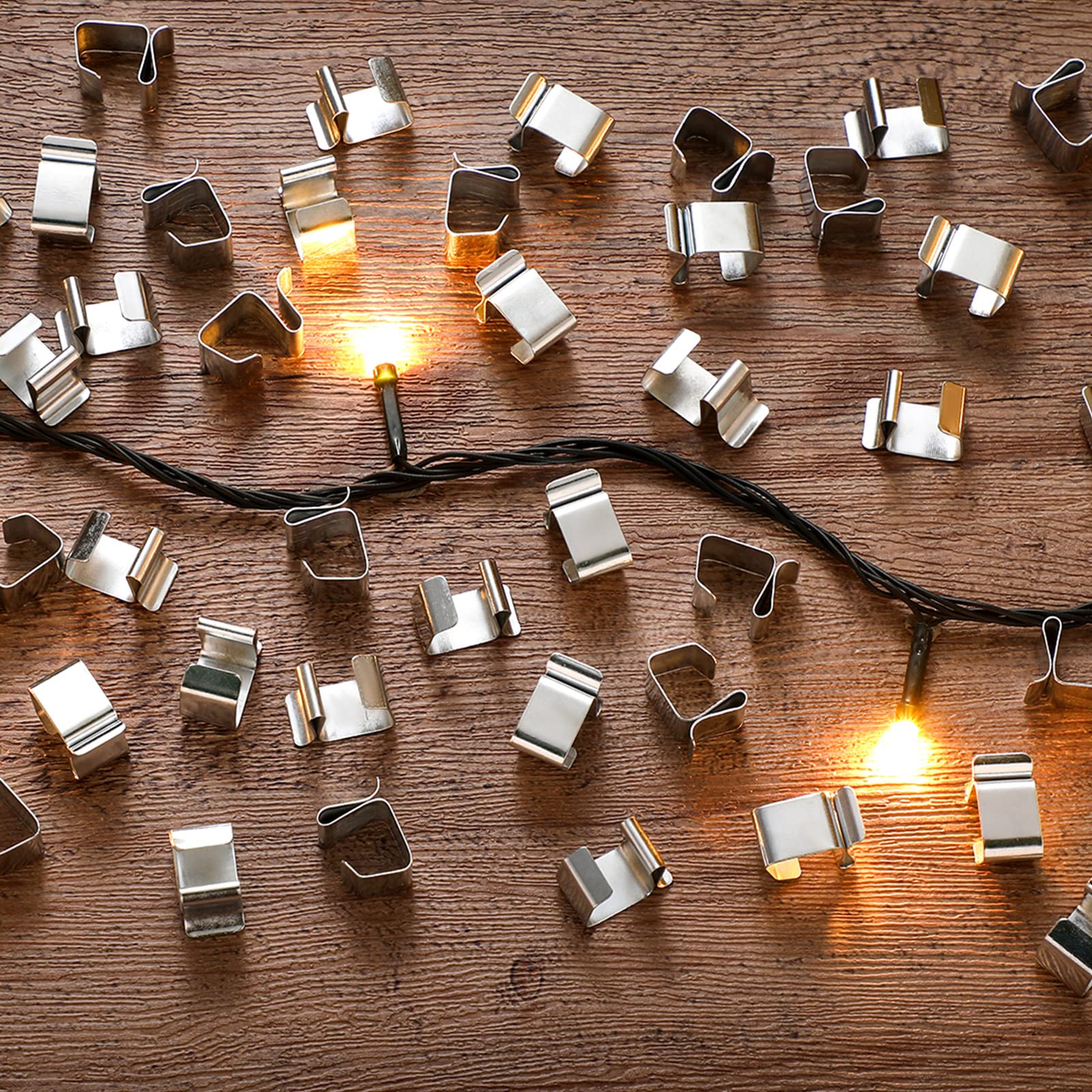 50-Pack Galvanized Christmas Light Gutter Hooks - 14 x 11mm Heavy Duty Outdoor Roof Clips for Holiday Lights - Perfect for Gutters, Eaves & Kitchen Decorations (Xmas Light Hangers)