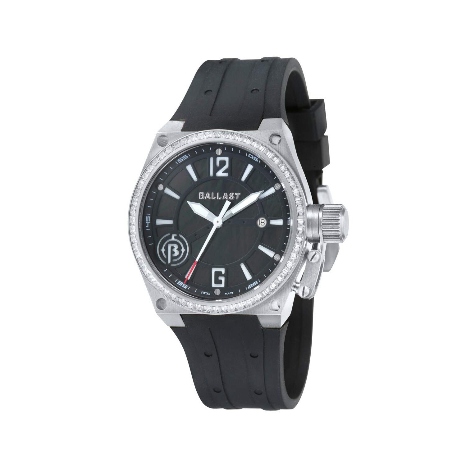 Ballast Men's Valiant Midsize BL-5103-04 Silver Silicone Swiss Quartz Fashion Watch - Waterproof Casual & Dress Watch for Business, Travel & Everyday Wear