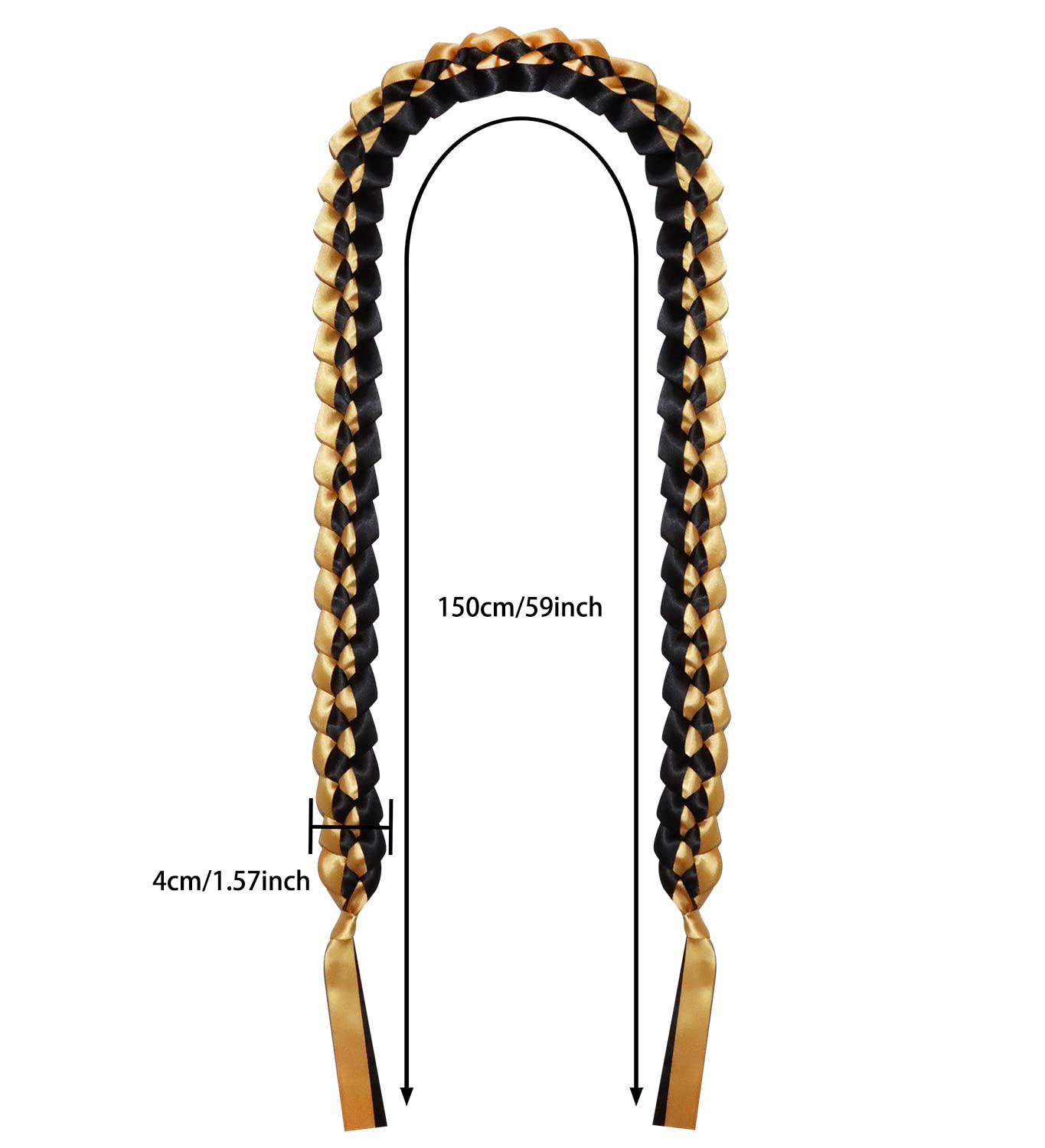 2023 Graduation Lei Penta Angel Braided Ribbon Lei Honor Cord - High School & College Graduation Gift, Party Decoration (Black & Gold) - Perfect for Commencement Ceremonies, Grad Parties & Photo Props