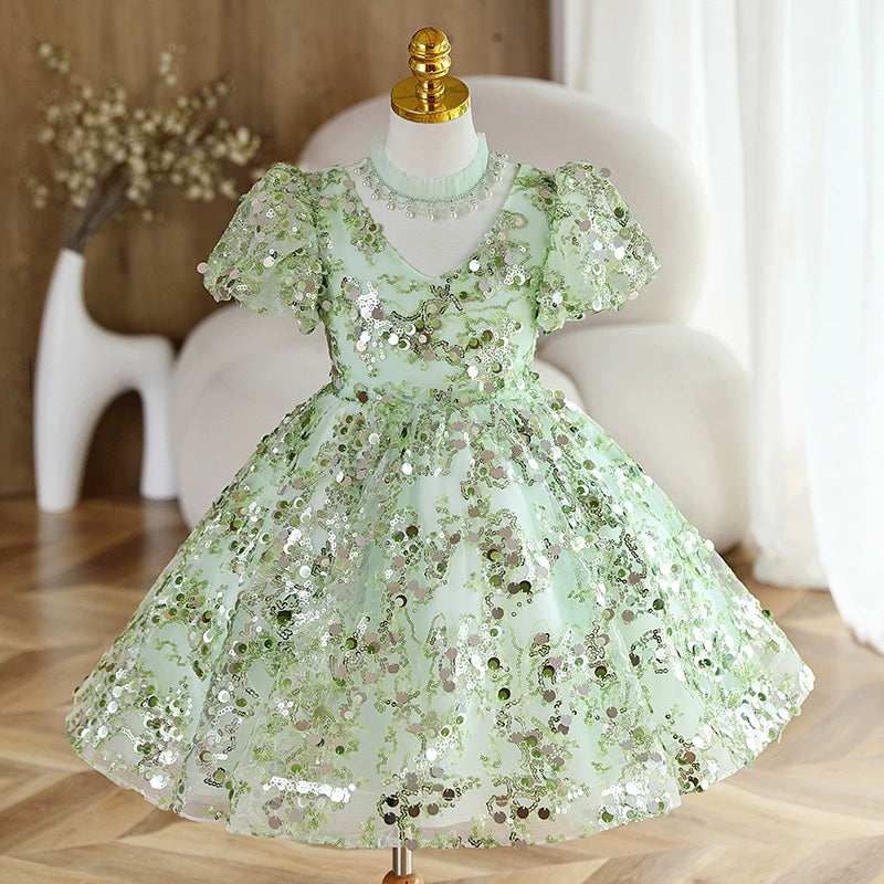Sparkly Baby Girl Christmas Dress with Sequins - Toddler Pageant Gown, First Communion & Princess Party Dress for Holiday Photos & Special Occasions