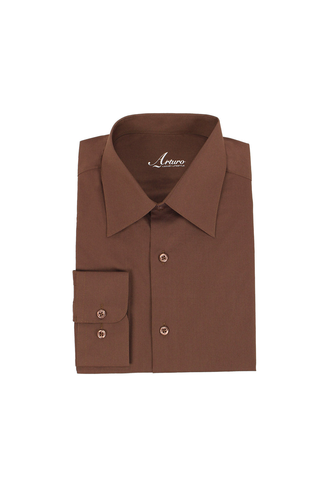ARTURO Modern Fit Long Sleeve Brown Dress Shirt for Men - Premium Cotton Business Casual Shirt (Sizes 4X to 6X) - Perfect for Office, Weddings & Formal Events