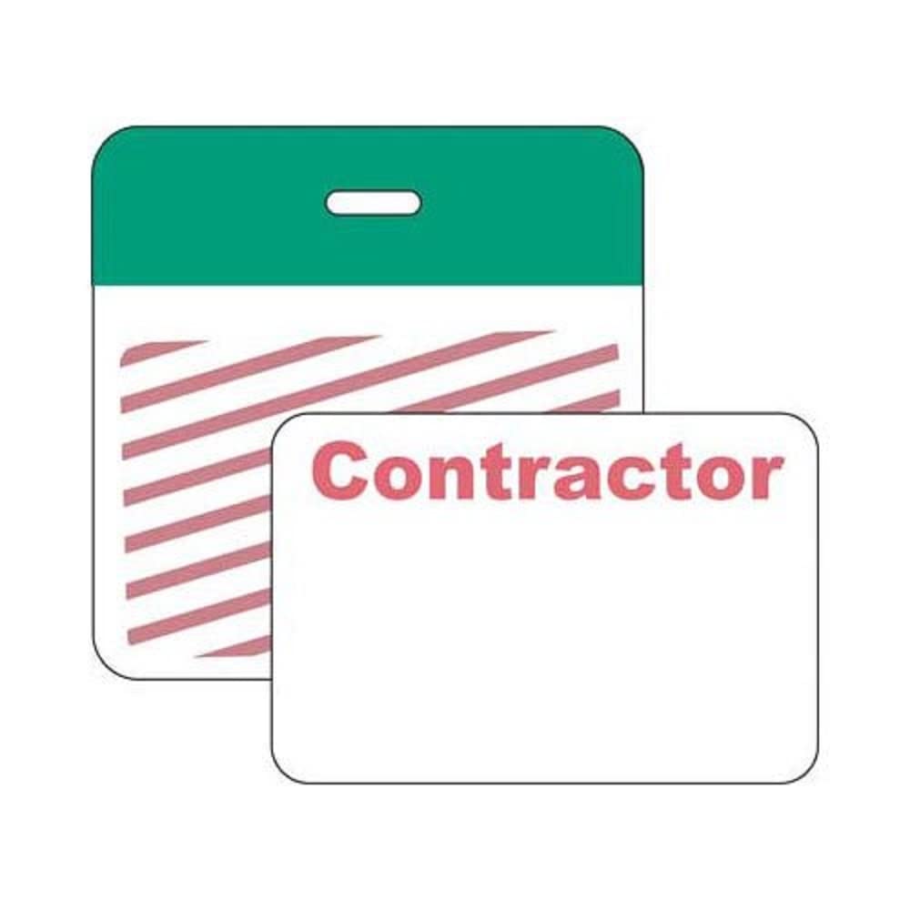 Brady 95661 Contractor Badge - 2-Part 1-Week TD Badge with Green Legend (500 per Pack) for Construction Sites & Security Identification