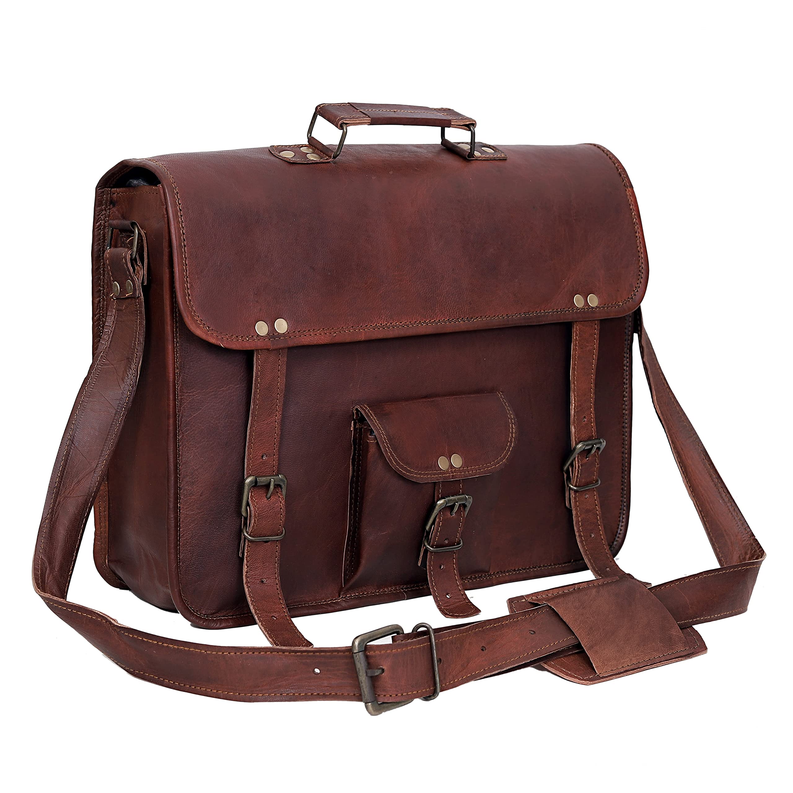 Handmade Genuine Leather Messenger Bag for Laptop & MacBook - Unisex Business Satchel Briefcase - Perfect for Work, Travel & College Commute