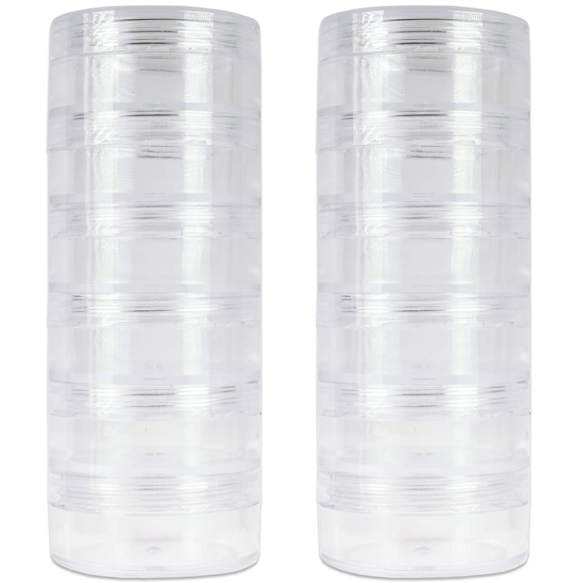 Beauticom 12-Piece Clear Round Plastic Jars with Screw Cap Lids - 10G/10Ml Stackable Storage Containers for Cosmetics, Crafts, Buttons, Coins & Flowers - Perfect for Organizing Bathroom, Craft Room & Home Decor Accessories