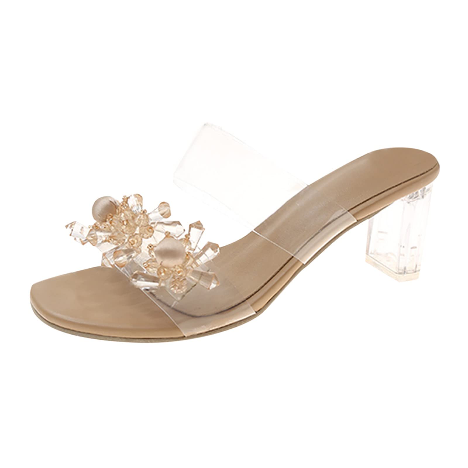 Women's Transparent Strap Crystal High Heel Boots - Summer Casual Wine Heeled Sneakers for Ladies | Perfect for Parties, Weddings & Night Out