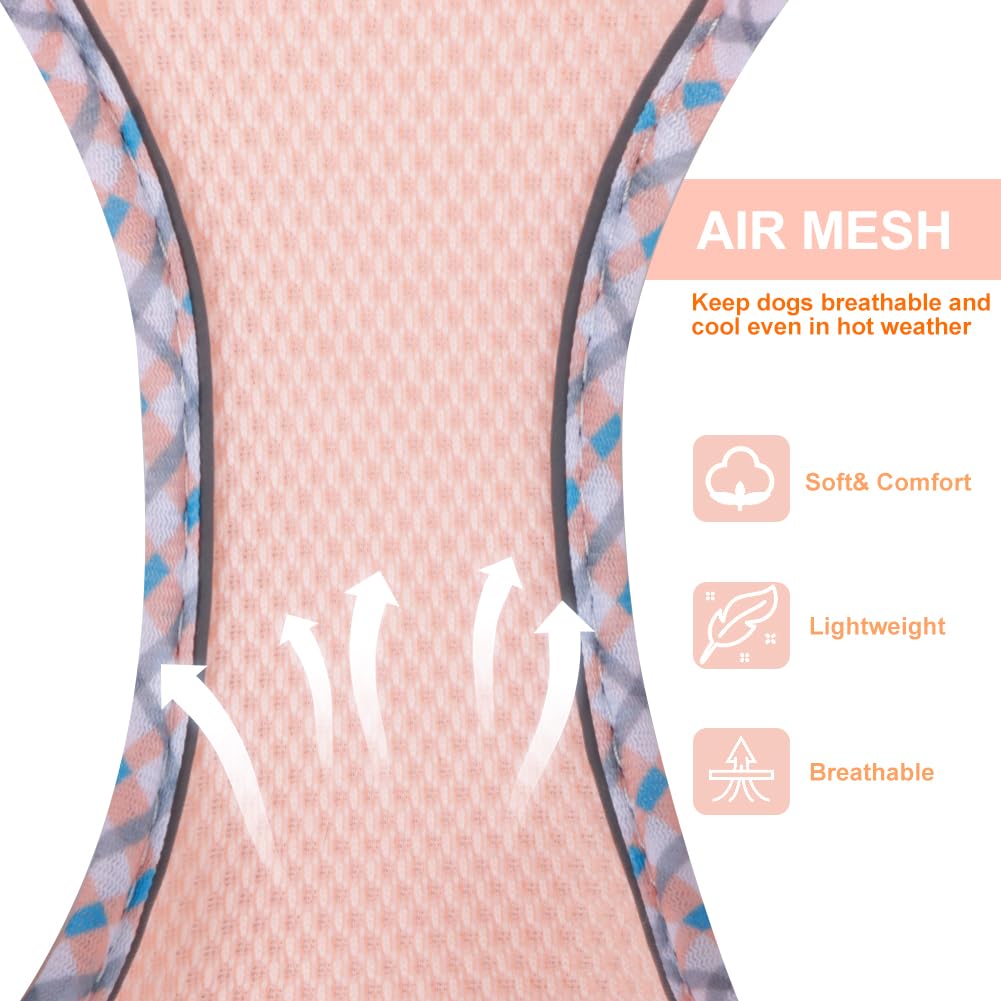 No Pull Adjustable Dog Harness for Small & Medium Dogs - Reflective Breathable Mesh Puppy Harness with Soft Padded Vest & Leash Set (Pink, XS) - Perfect for Walking, Training & Outdoor Adventures