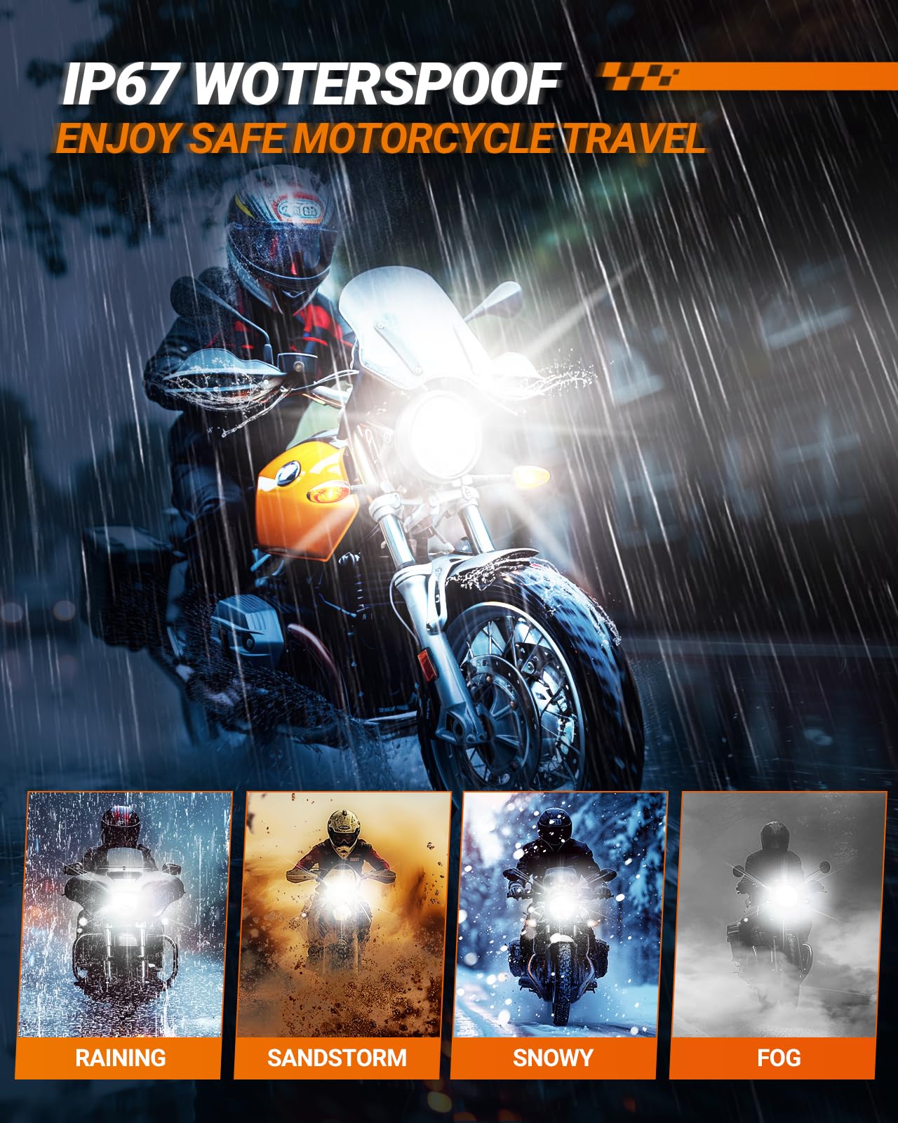 SEALIGHT M1H4/9003 LED Motorcycle Headlight Bulbs - Super Bright H4 Driving Light, Powersport 9003 Replacement Bulbs for Motorcycles & ATVs - Plug & Play Installation - Pack of 1 - Perfect for Night Riding & Foggy Conditions