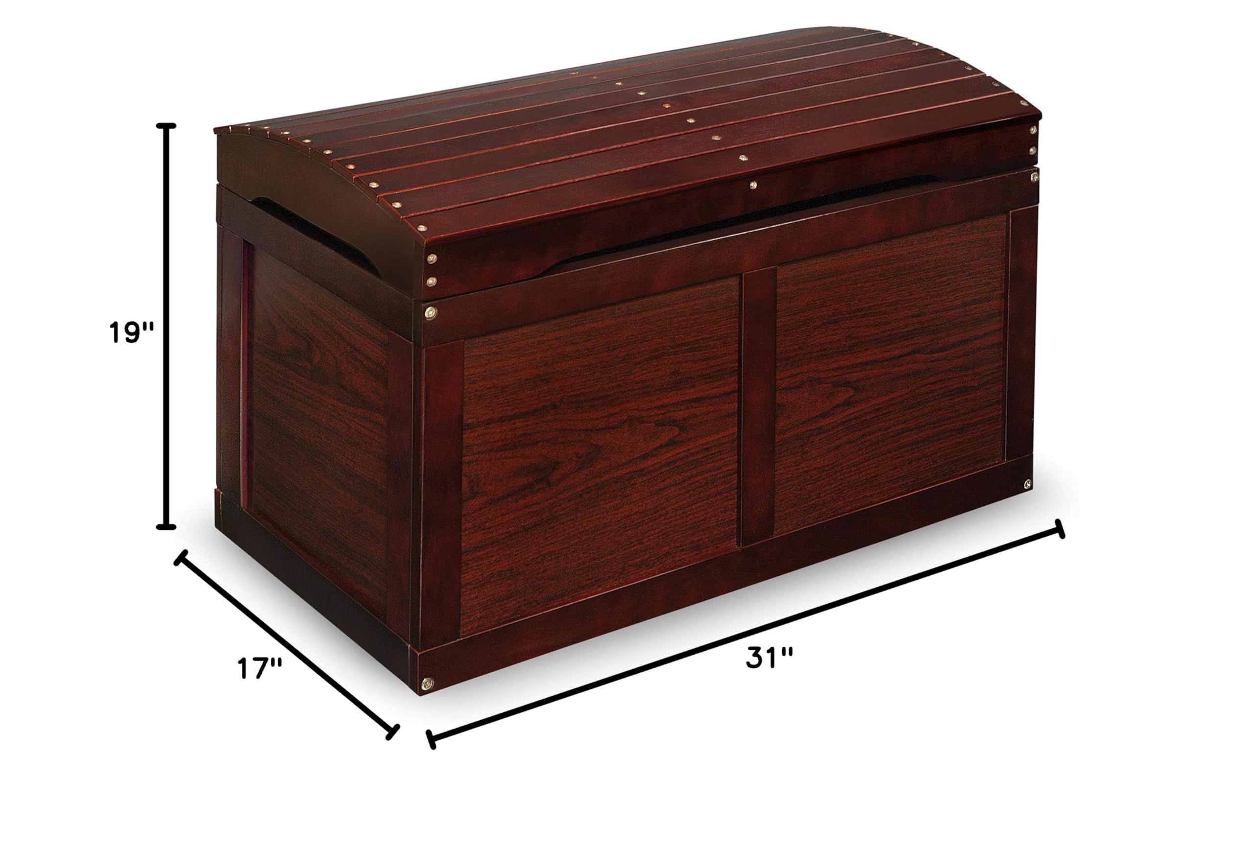 Badger Basket Kids Hardwood Toy Storage Chest with Safety Hinge - Natural Cherry Finish | Durable Wooden Toy Box for Nursery, Playroom & Bedroom Organization