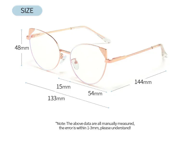 Stylish Aror Women's Oval Cat Eye Glasses - Full Rim Metal Frame Eyewear (Model 13315) for Work, Reading & Fashion Accessories