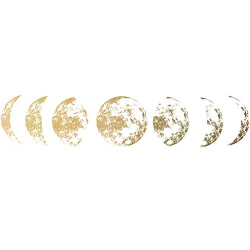 Golden Moon Wall Decal Stickers - Lunar Phase Pattern Removable Vinyl Art for Home & Bedroom Decor - Perfect for Nursery, Living Room, and Office Wall Decoration