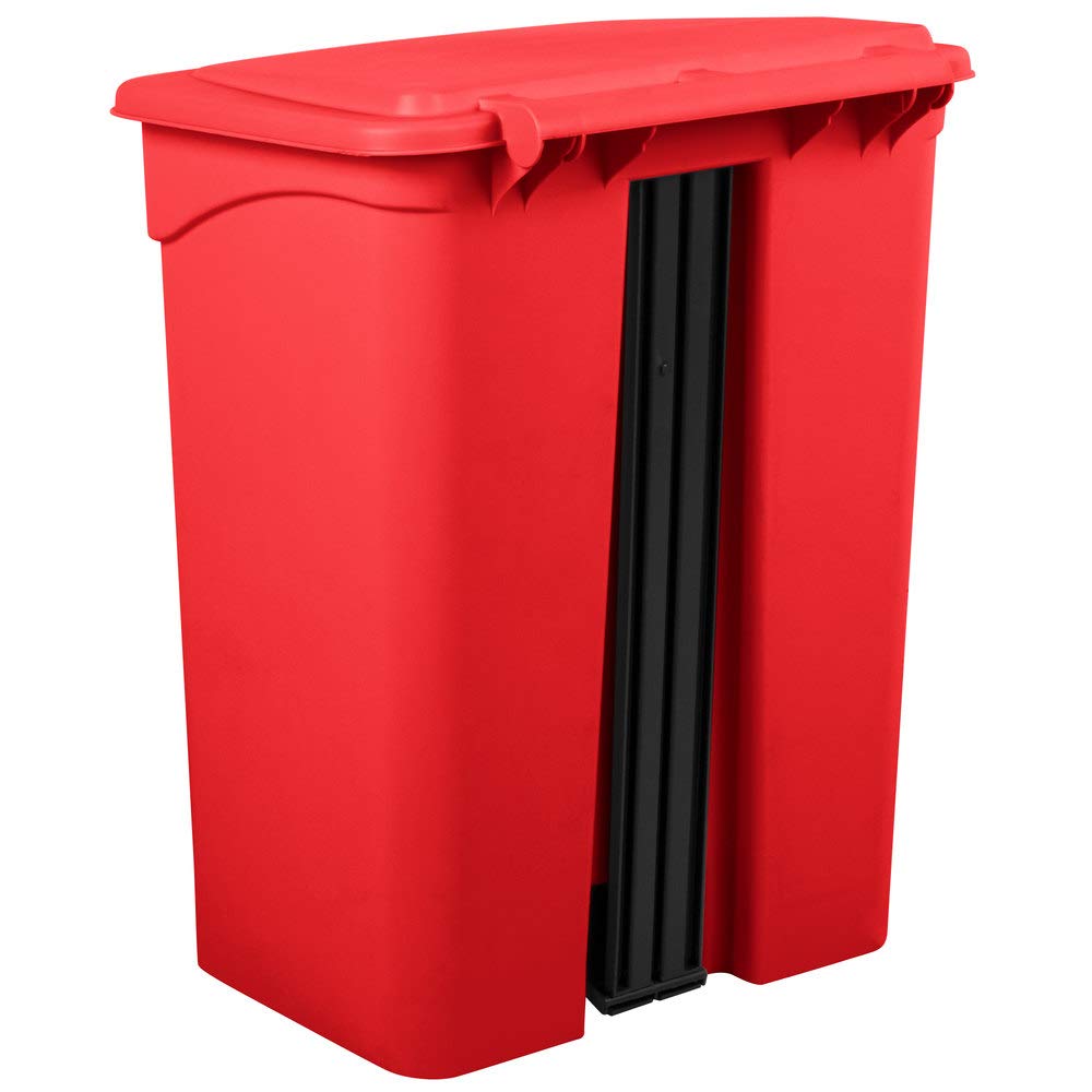 PRO&Family 72 Qt. / 18 Gallon / 68 Liter Red Step-On Trash Can - Large Rectangular Kitchen Garbage Bin, Office Waste Basket, Touchless Recycling Bin for Home, Restaurant, and Commercial Use