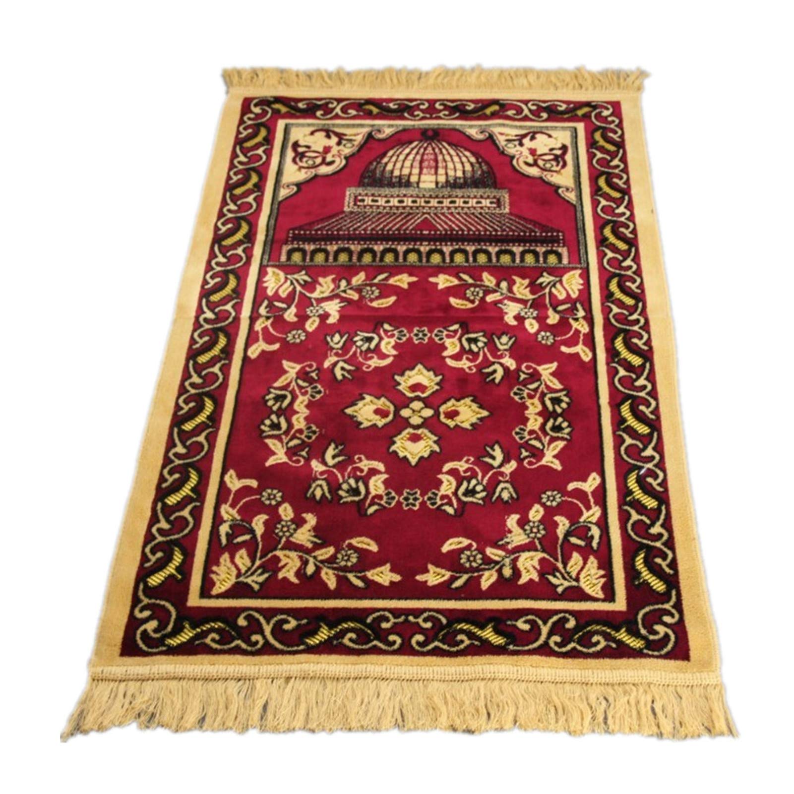 Premium XINNI Muslim Prayer Rug - Soft Thick Islamic Prayer Mat Carpet for Home & Mosque - Comfortable Red Fabric for Daily Salah & Worship