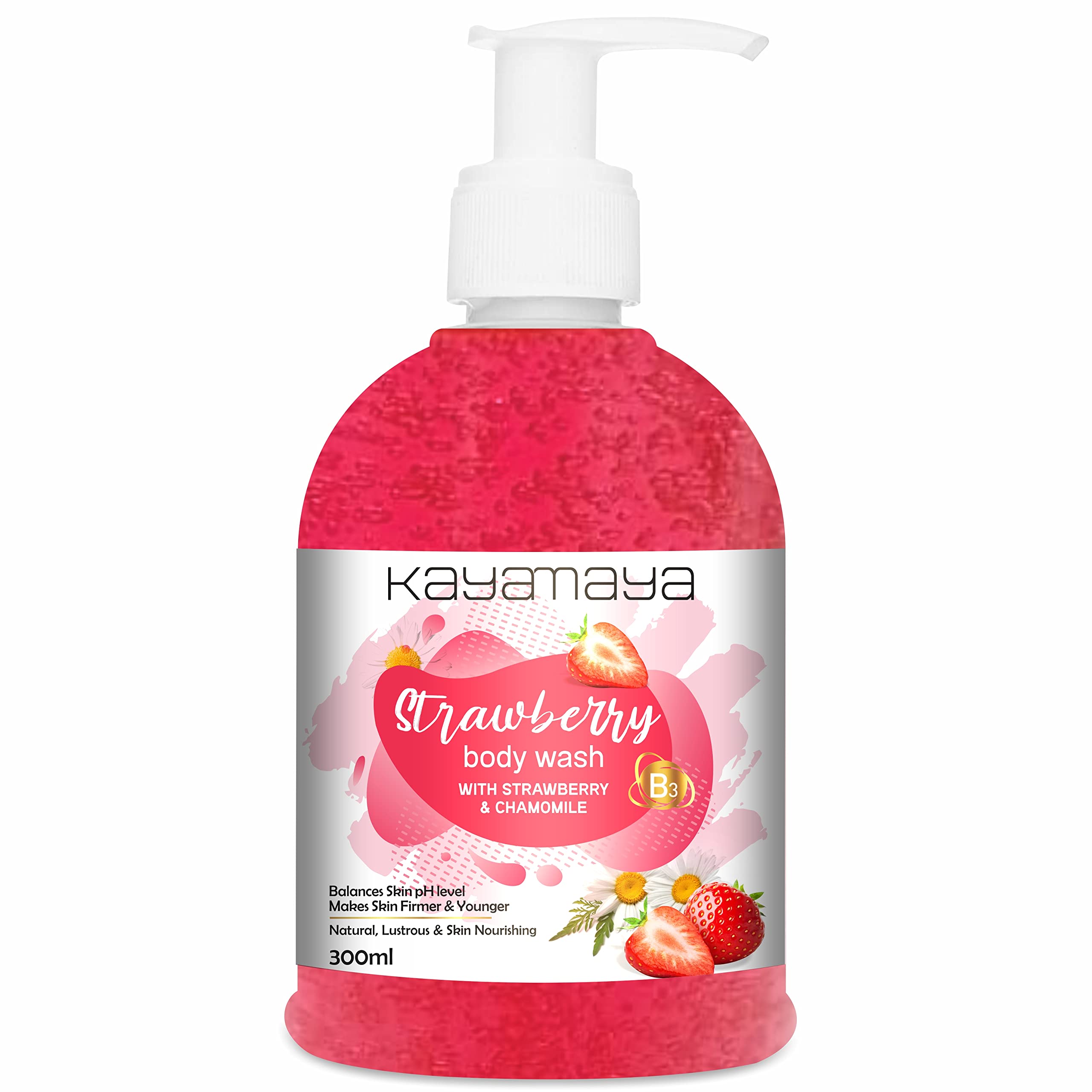 Kayamaya Strawberry & Chamomile Body Wash for Soft Skin - 300ml | Hydrating & Soothing Shower Gel for Women & Men | Perfect for Daily Use & Relaxing Bath Time