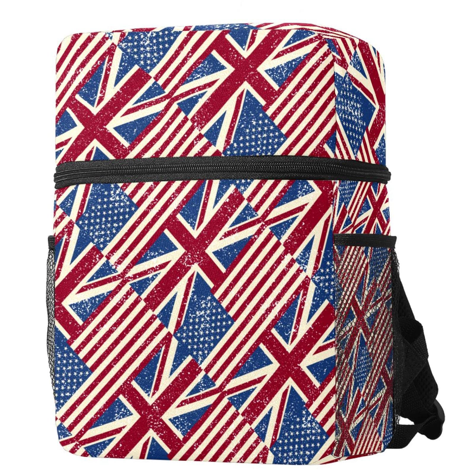 Stylish UK & American Flag Pattern Backpack for Men & Women - Perfect for Business Travel, College, Hiking & Daily Commute