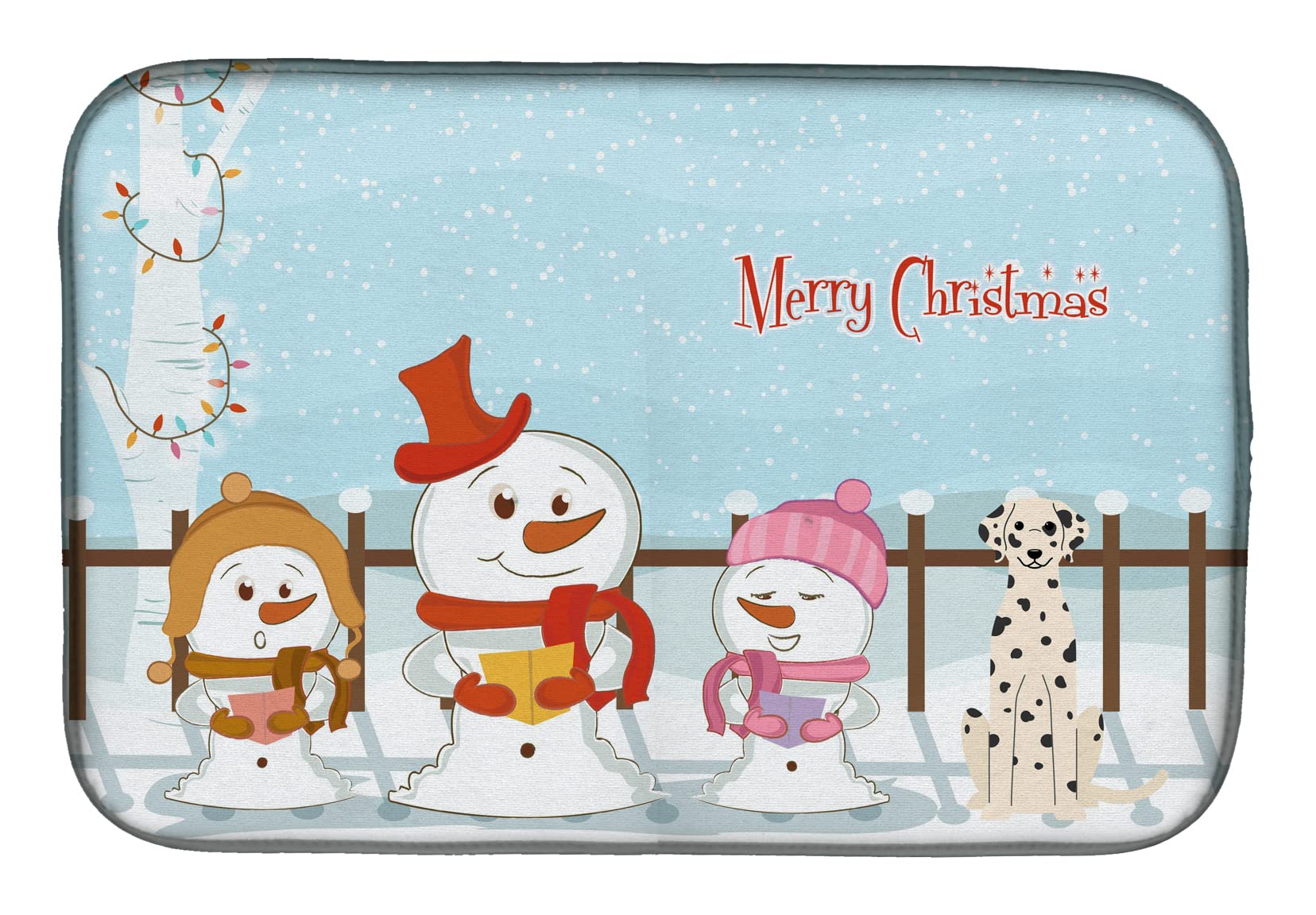 Christmas Carolers Dalmatian Dish Drying Mat - Absorbent Kitchen Counter Mat (14x21