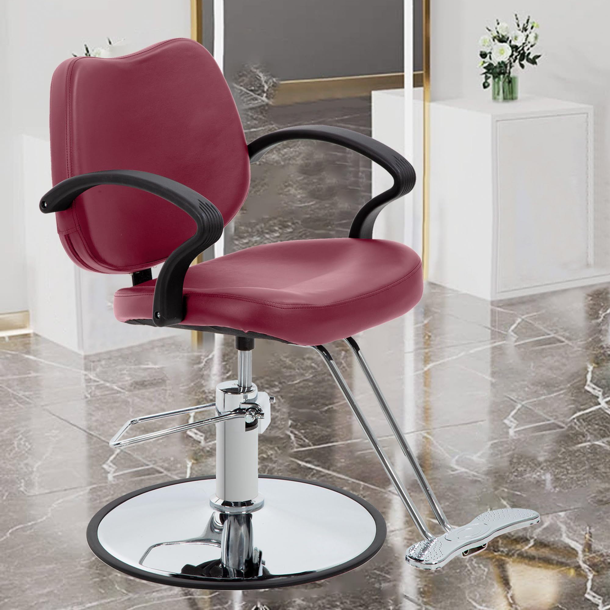Professional Hydraulic Barber Chair - Heavy Duty Salon Styling Chair with Adjustable Hydraulic Pump for Hair Stylists (Men & Women) - Perfect for Barber Shops, Salons & Home Use