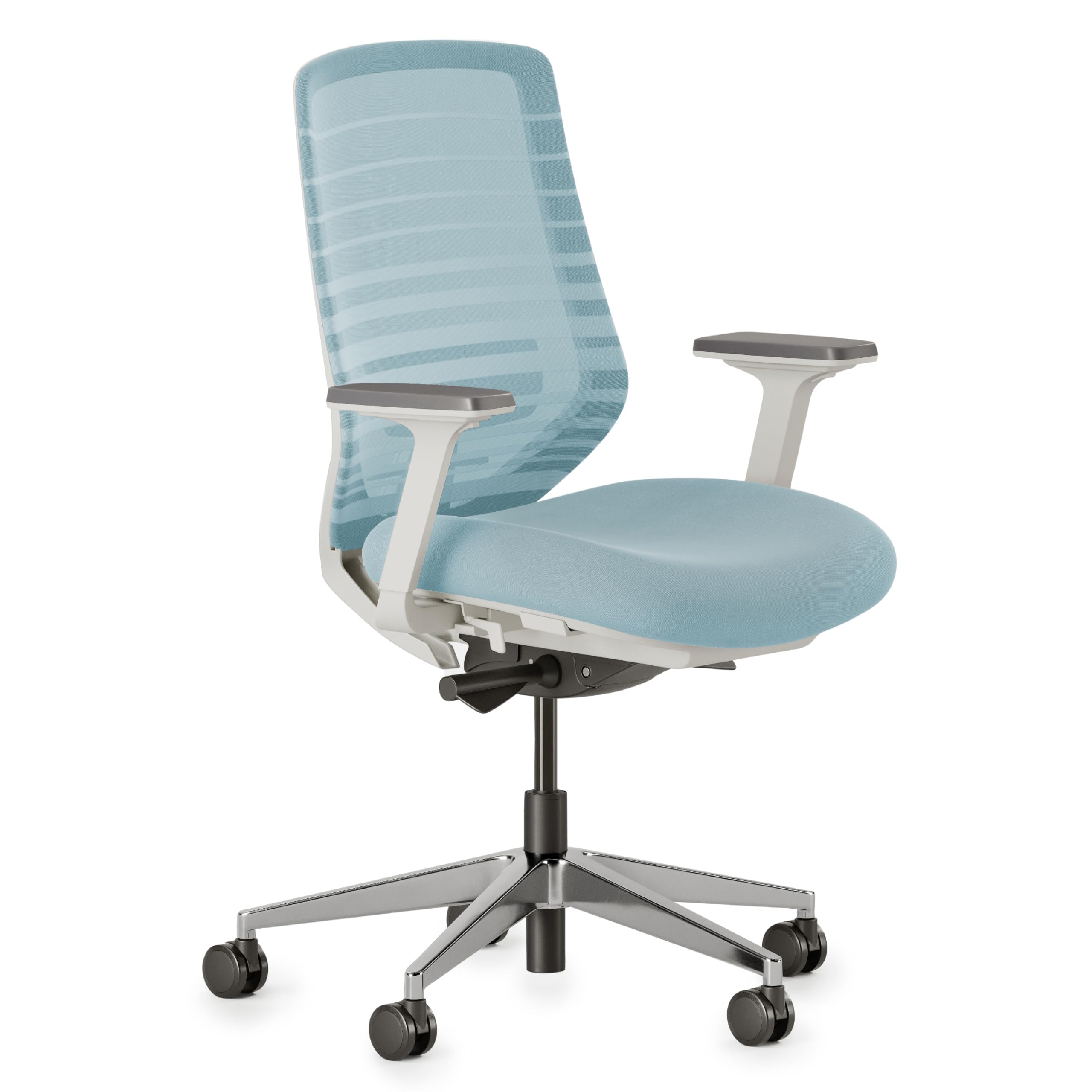 Ergonomic Office Chair with Adjustable Lumbar Support & Breathable Mesh Back - Light Blue Desk Chair with Smooth Rolling Wheels for Home Office, Gaming, and Workspace Comfort