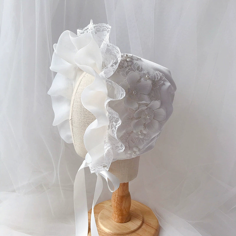 Adorable White Sun Hat for Baby Girls - Princess Birthday Hat for Outdoor & Photoshoot