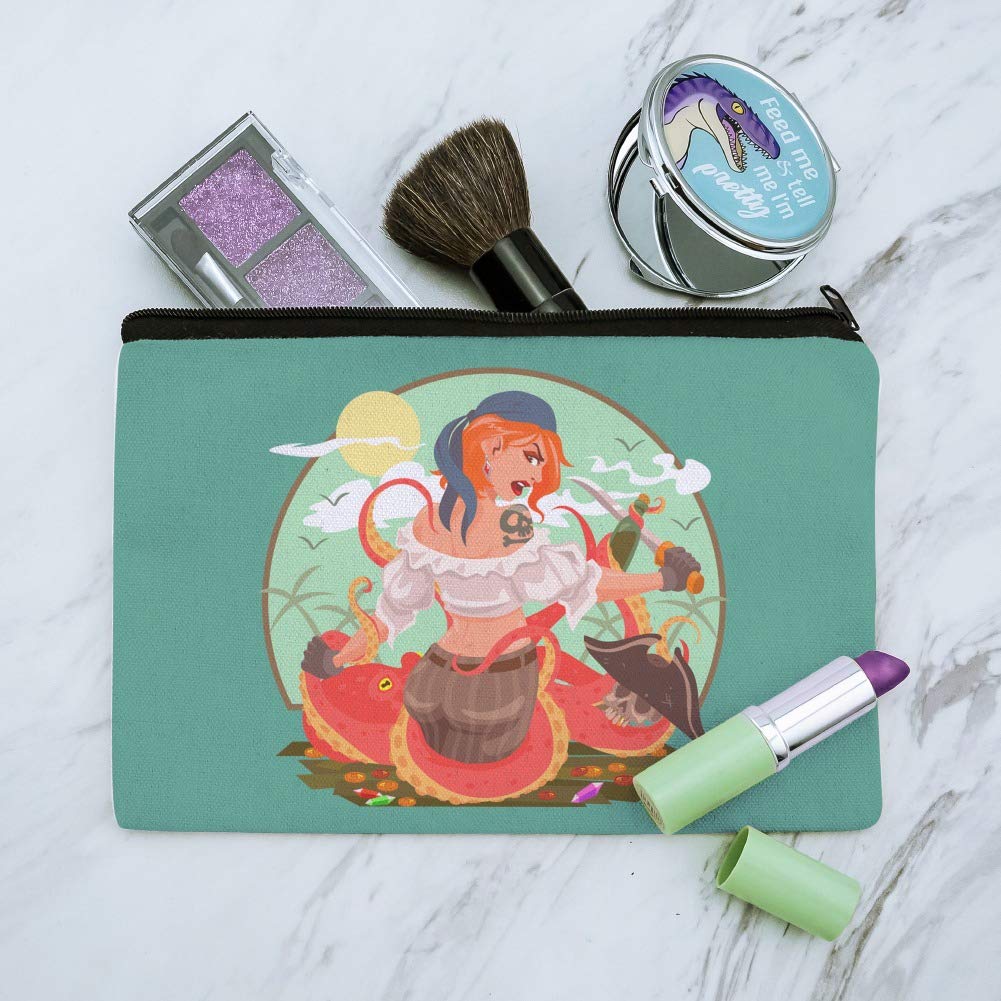 Waterproof Octopus & Pirate Themed Makeup Bag Organizer Pouch for Travel, Gym & Cosmetics Storage - Cute & Durable Cosmetic Case