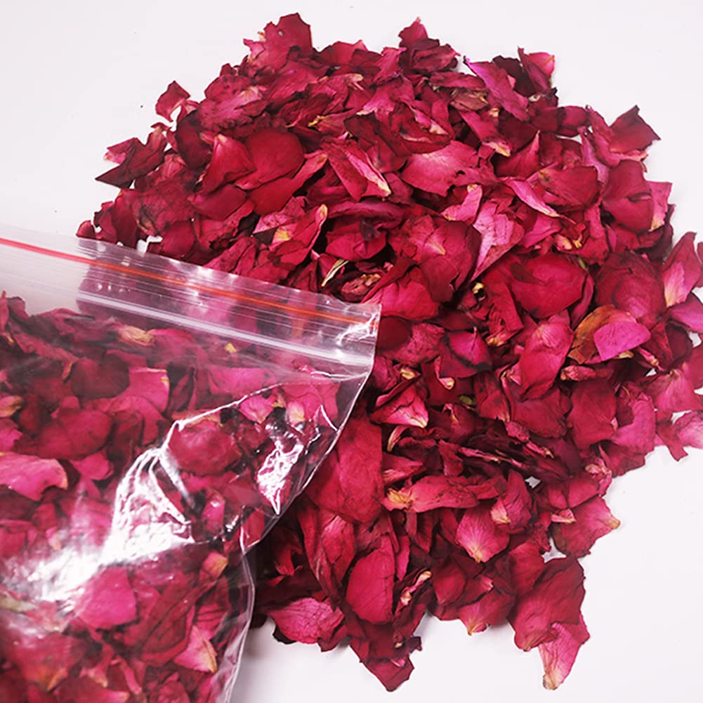 100% Natural Dried Red Rose Petals (100g/Bag) - Premium Real Flower Petals for Bath, Foot Soak, Wedding Confetti, Valentine's Day Party Decorations - Perfect for Romantic Gifts, Spa Days & Special Events