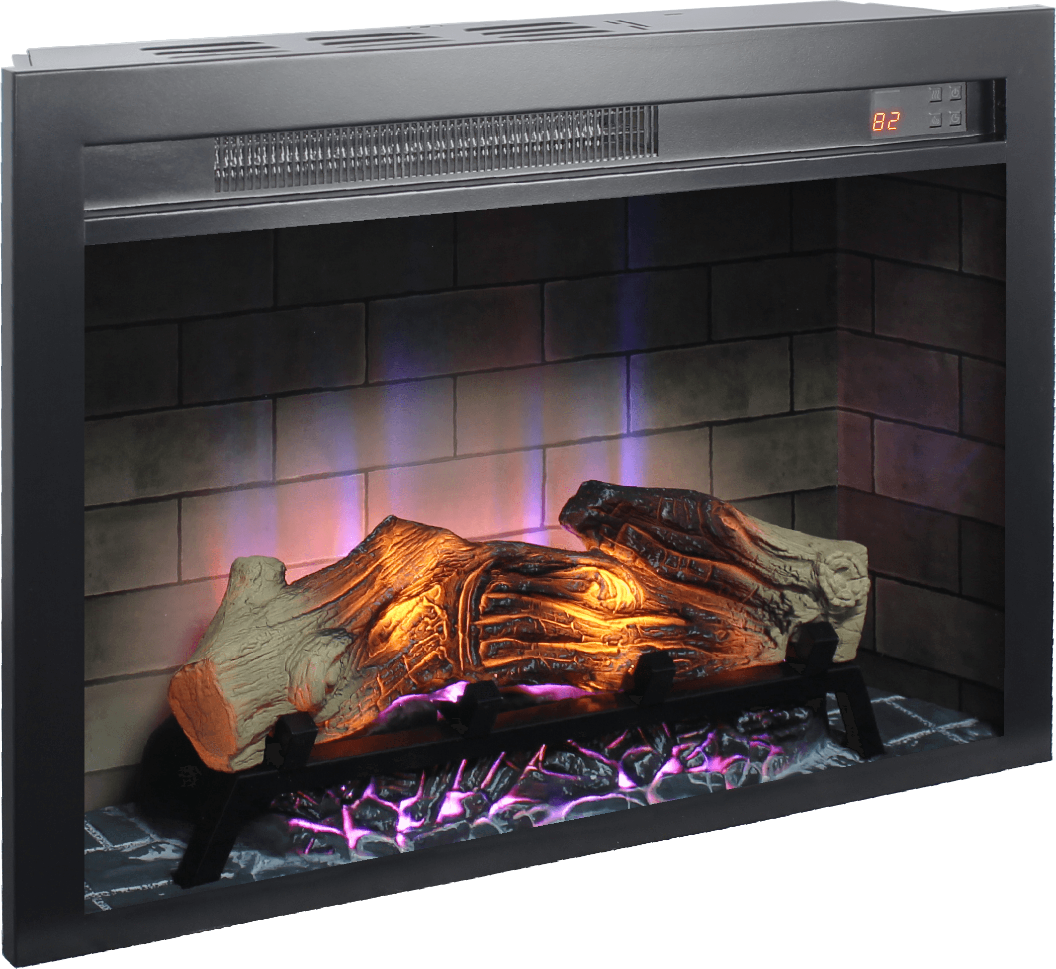 28 Inch Electric Fireplace Insert with Multicolored Flames - Realistic LED Fireplace Heater for Living Room, Bedroom & Office - Energy Efficient & Remote Control