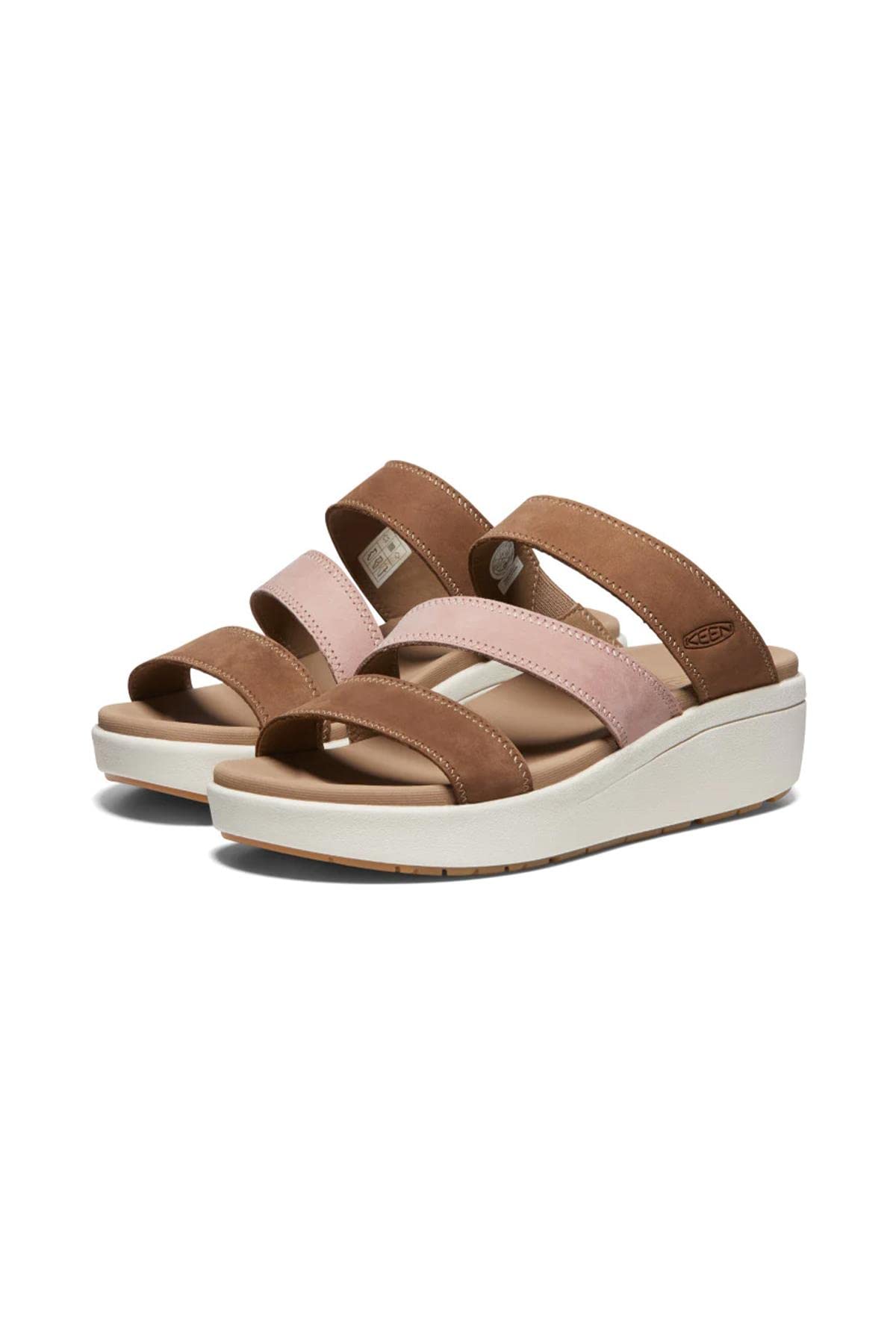 KEEN Women's Ellecity Slide Sandals - Open Toe Slip-On Platform Shoes with Comfortable Cushioning | Toasted Coconut/Fawn | Sizes 6-10 | Perfect for Beach, Pool, and Casual Summer Outings