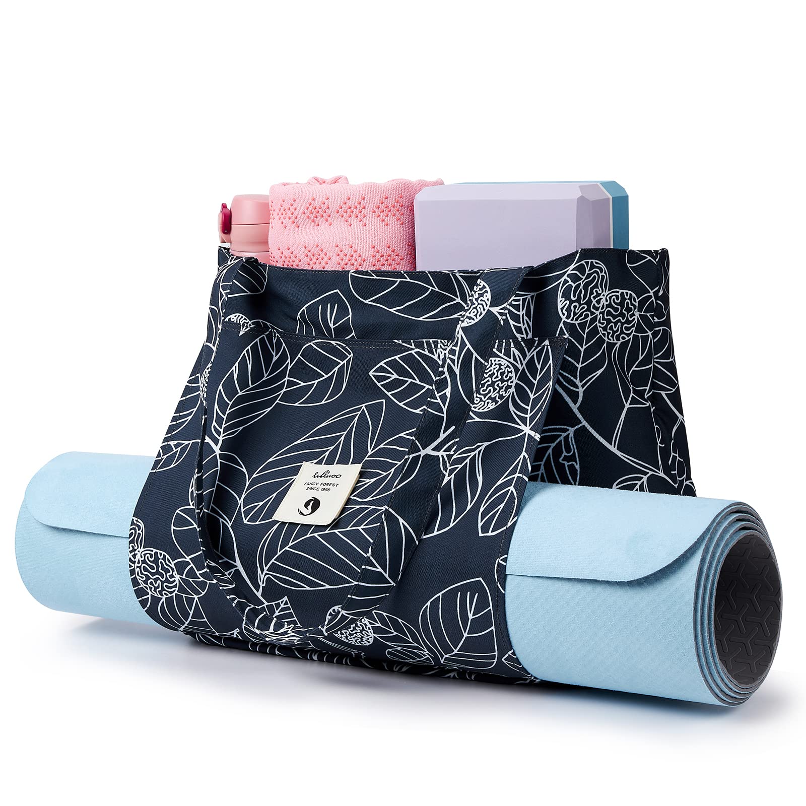 WLLWOO Yoga Mat Bag for Women - Durable Canvas Tote with Shoulder Strap for Yoga, Pilates, Gym, Travel & Workout - Perfect for Yoga Classes, Beach Trips, Office Commute & Fitness Activities