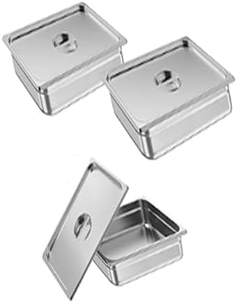 GARVEE 3-Pack Stainless Steel Food Pan with Lid - 6