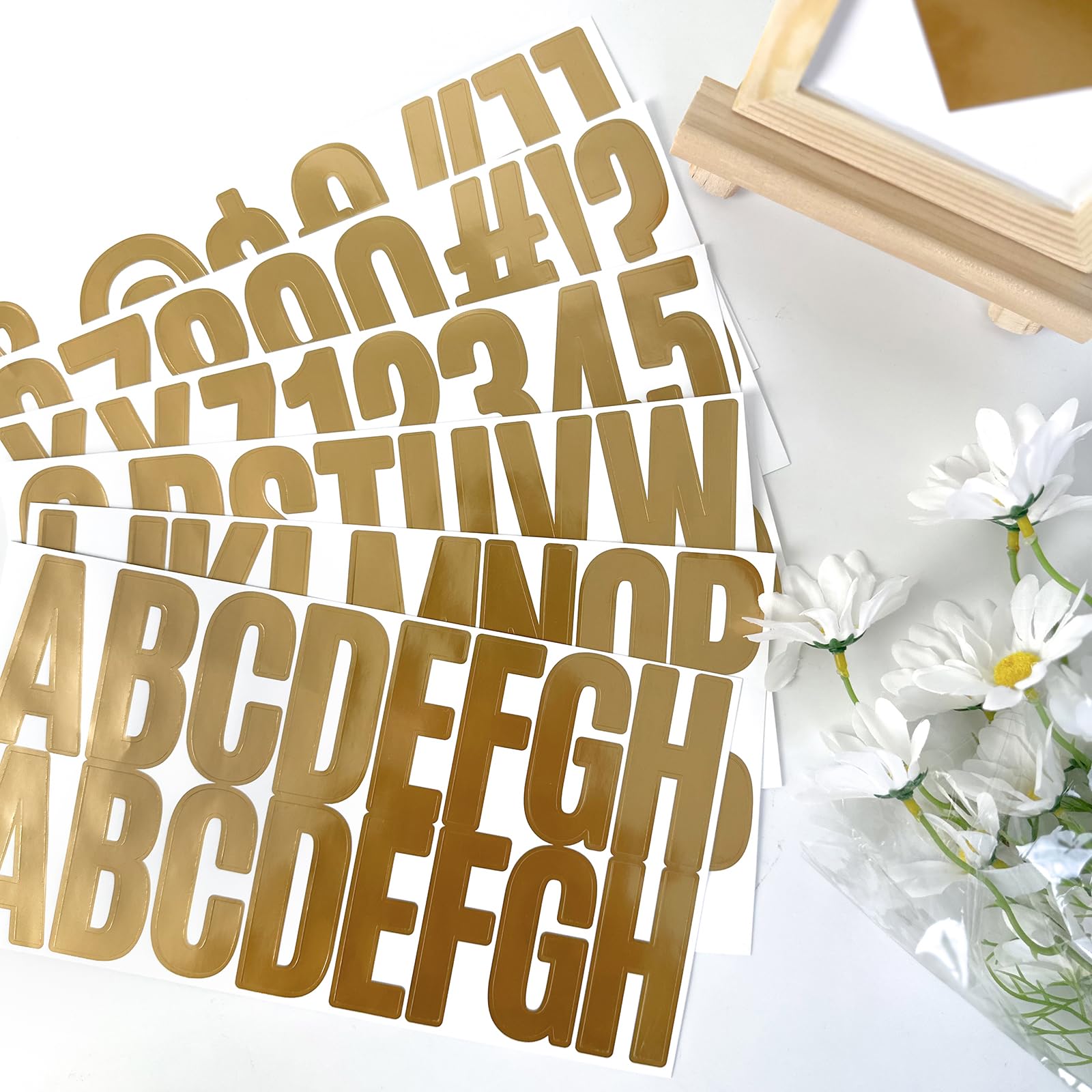 24 Sheets 2.5 Inch Gold Letter Stickers - Metallic Alphabet Stickers for DIY Crafts, Scrapbooking, Mailbox Numbers, Cars & Laptops - Waterproof Self-Adhesive Vinyl Stickers for Bulletin Boards, Posters, Motorcycles & Home Decor