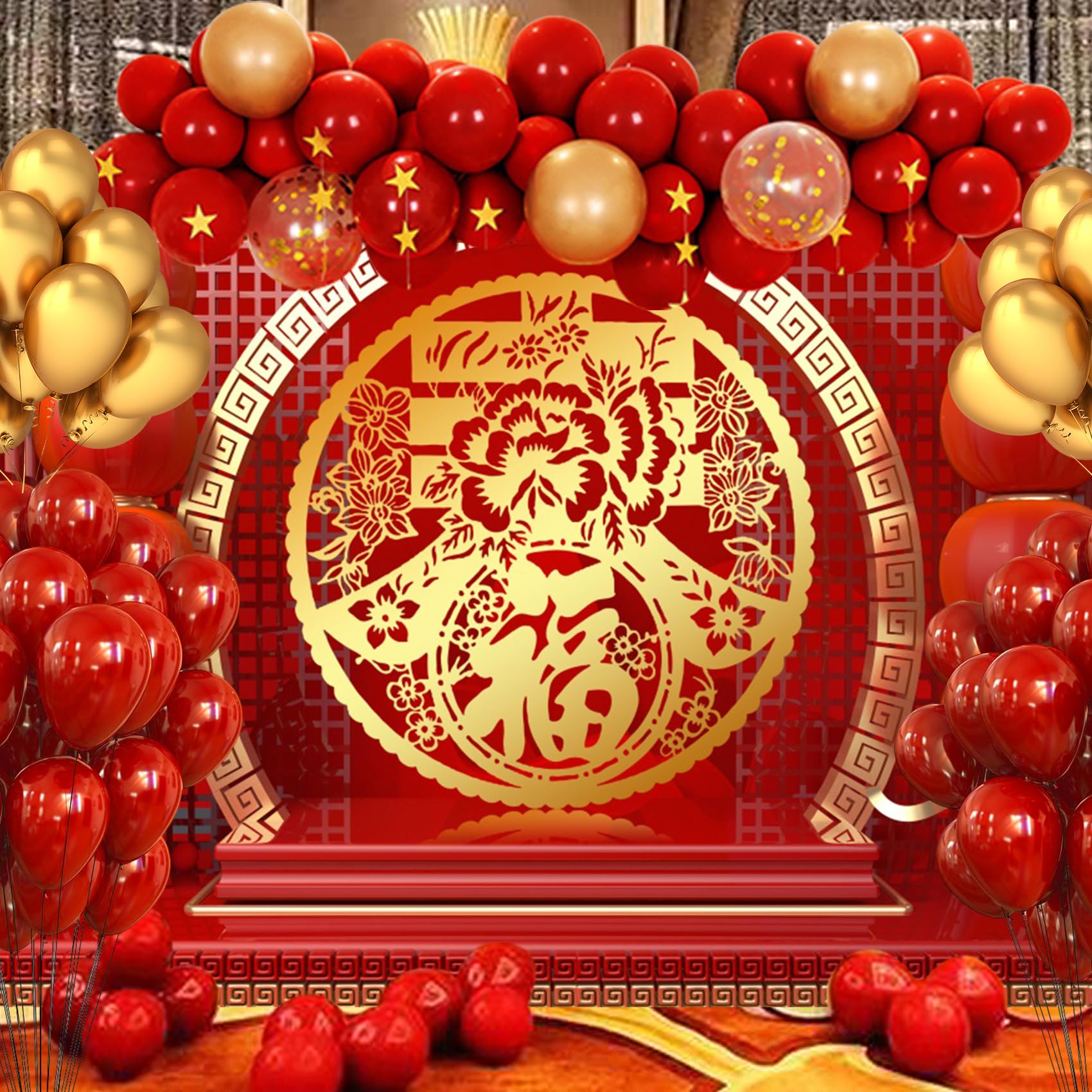 Baocicco 15x10ft 2025 Chinese New Year Backdrop - Red Year of The Snake Photography Background with Spring Festival Paper Cut Designs | Perfect for Lunar New Year Celebrations, Family Photos & Party Decorations