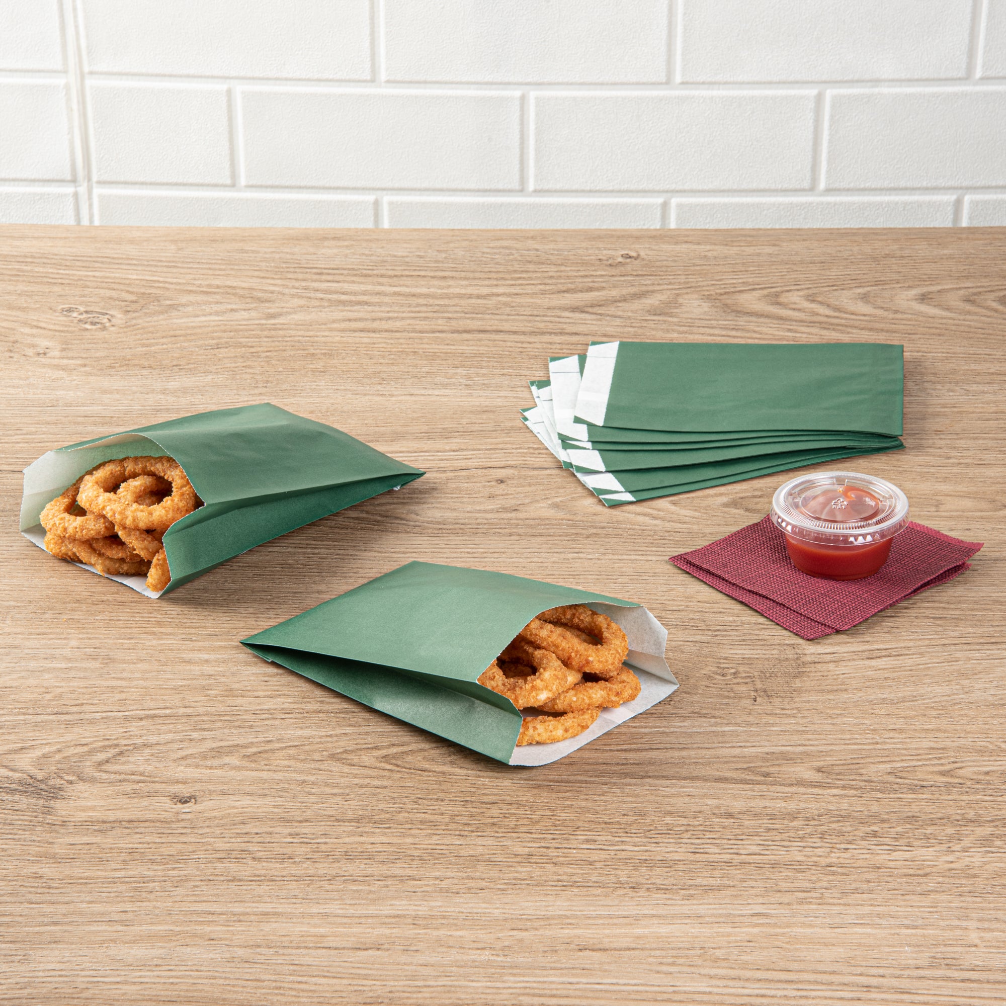 Eco-Friendly Forest Green French Fry & Snack Bags - 4.25
