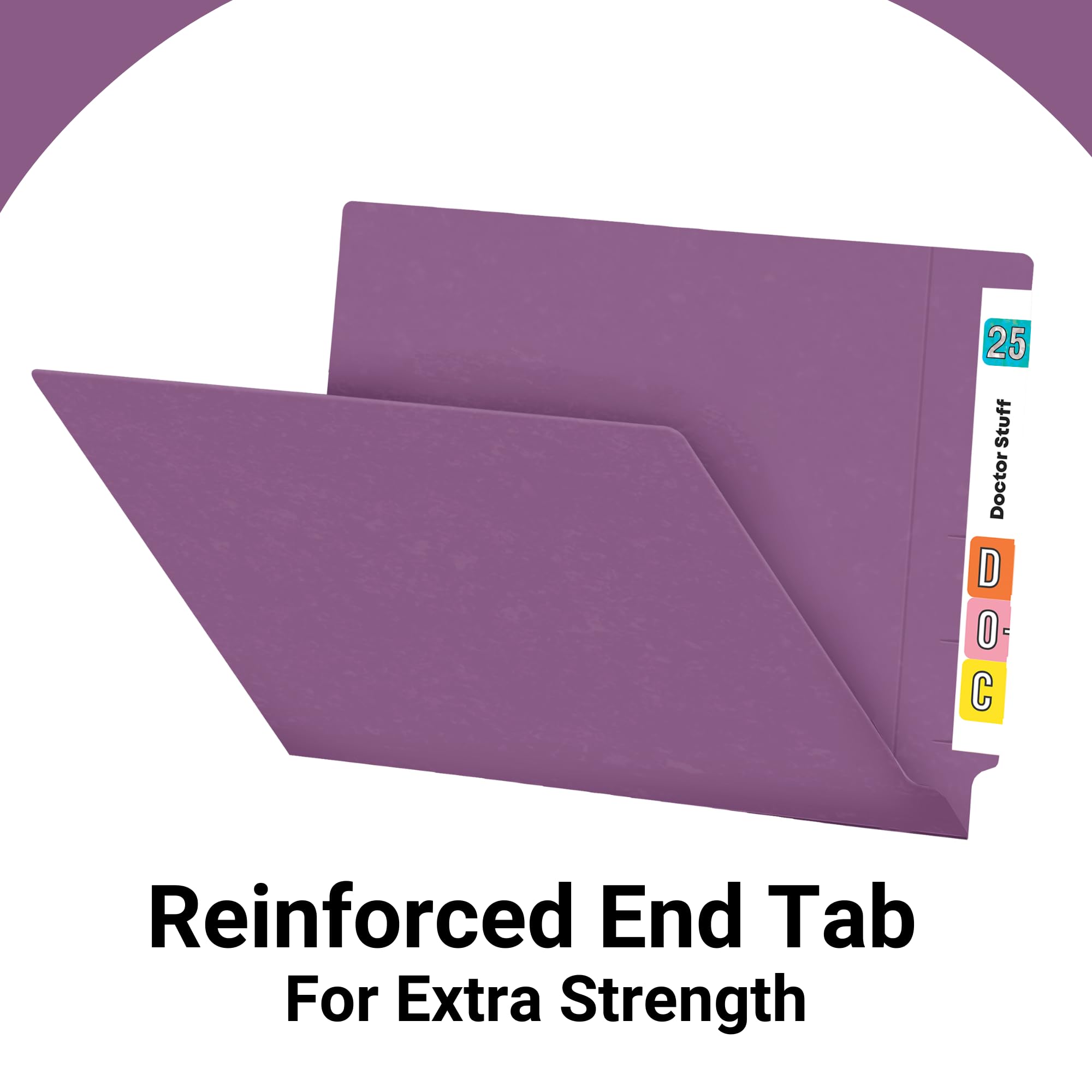 Premium Purple Letter Size File Folders - 14pt Reinforced End Tab Folders, Pack of 50 | Organize Medical Documents, Office Files & School Papers