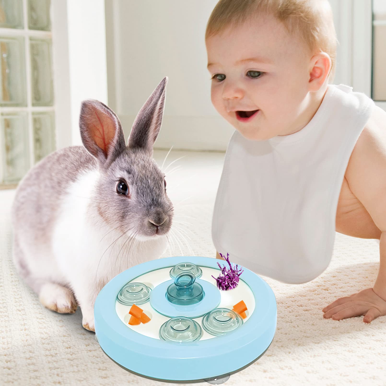 Kathson Bunny Enrichment Toys - Rabbit Foraging Toy & Small Animal Treat Dispenser - Hamster Puzzle Feeder for Guinea Pigs, Ferrets, Chinchillas, Cats & Dogs - Interactive Mental Stimulation Toys for Small Pets - Perfect for Cage Playtime & Training Rewards