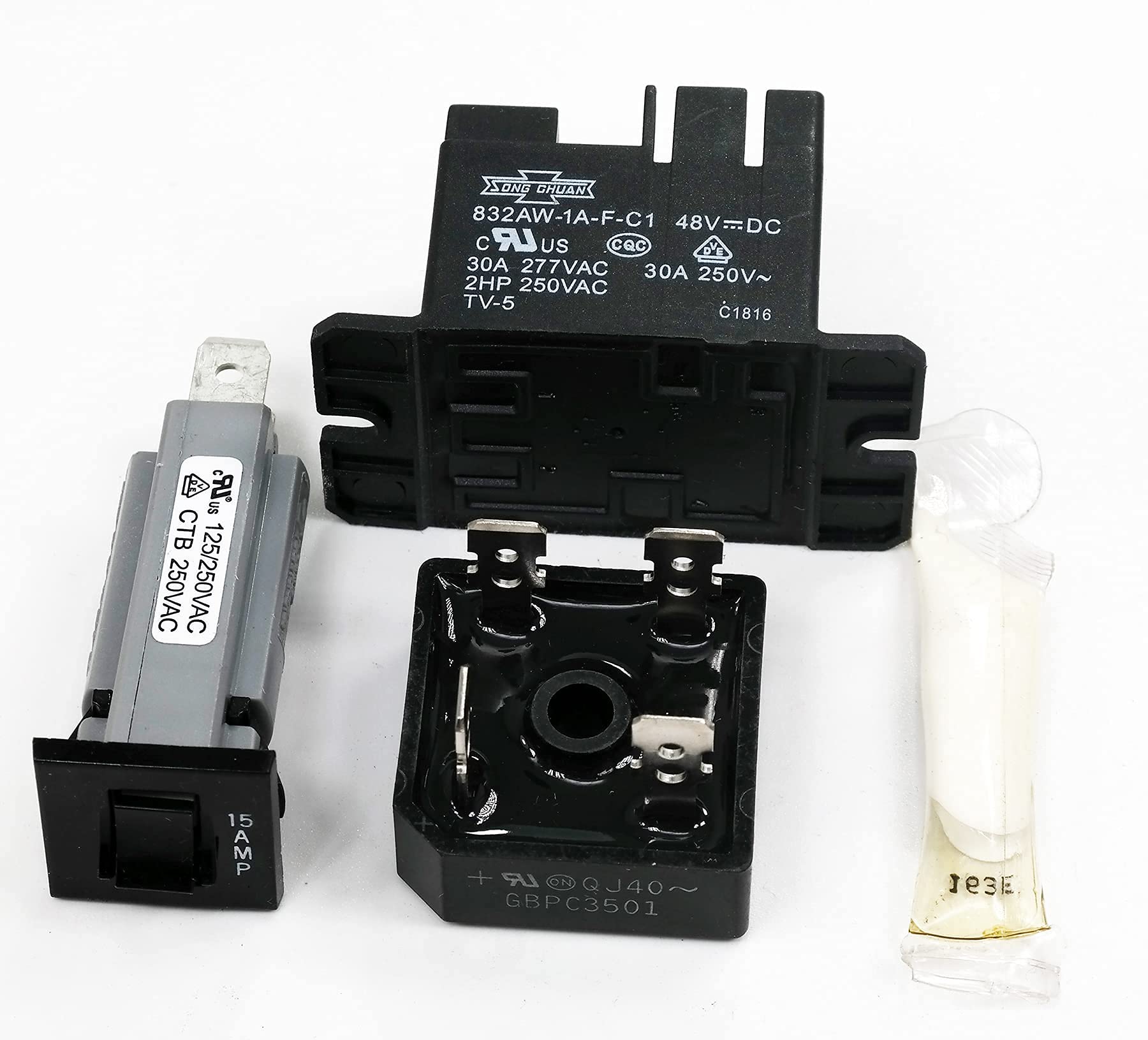 48V Golf Cart Charger Repair Kit - 30A Relay, Circuit Breaker, Rectifier & Thermal Paste for Club Car PowerDrive 2 (Model 22110) - Fix Charging Issues for Home & Golf Course Use