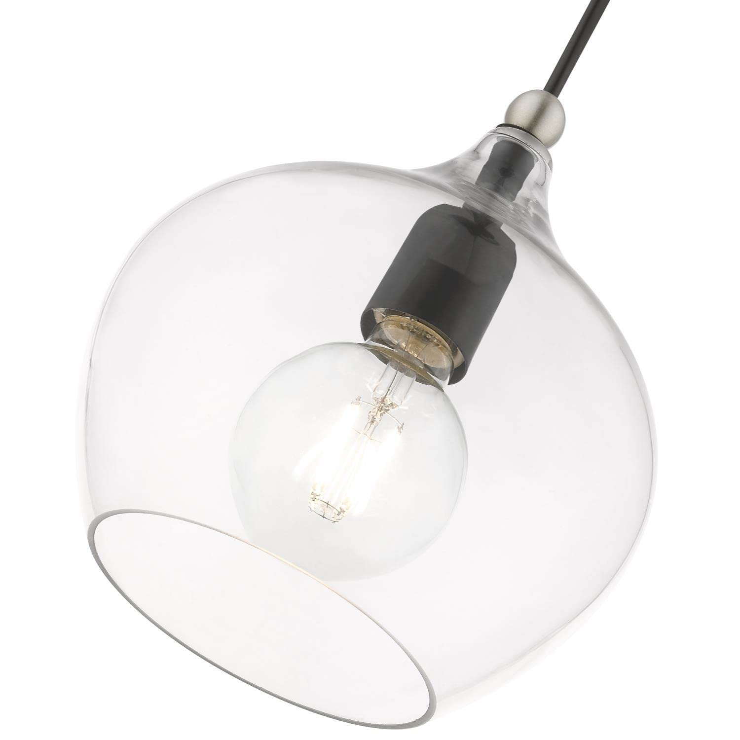 Livex Lighting 49088-04 Aldrich Black Pendant Light with Brushed Nickel Accent - Modern Hanging Fixture for Dining Room, Kitchen Island or Entryway