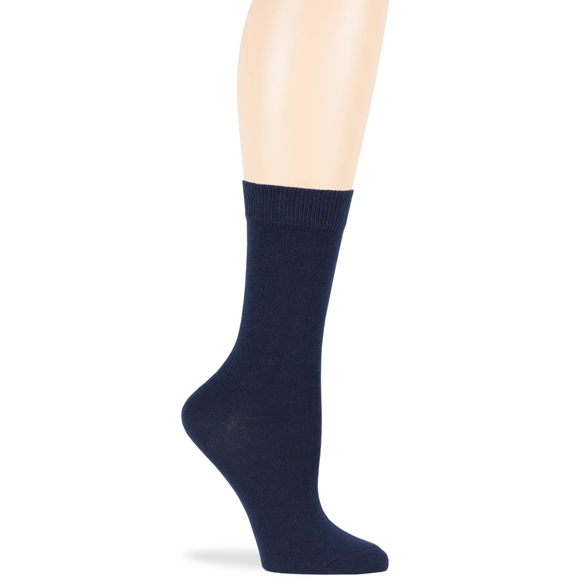 7BigStars Women's Cotton Crew Socks 4-Pack - Soft Breathable Casual Dress Socks in Black, Brown, Blue, Grey, Beige, Khaki & Olive Green - Perfect for Work, Office & Everyday Wear (Size L/M)