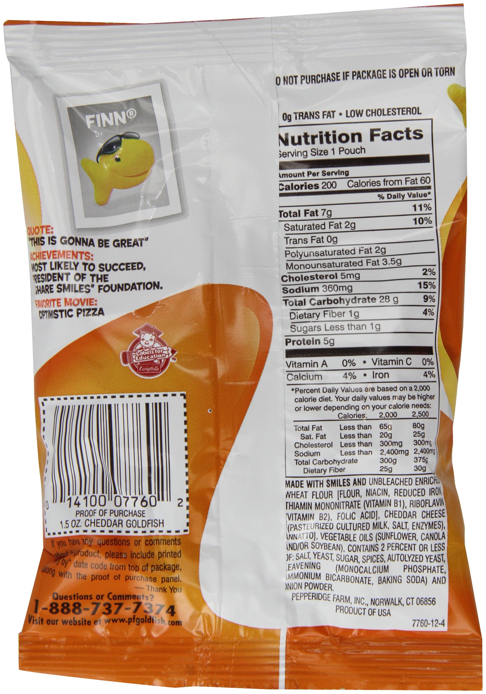 Pepperidge Farm Goldfish Cheddar Baked Snack Crackers - 6 Pack (1.5 Oz Bags) - Perfect for School Lunches, Office Snacks & On-the-Go Treats - Small Storage Space Friendly Baked Cheese Crackers