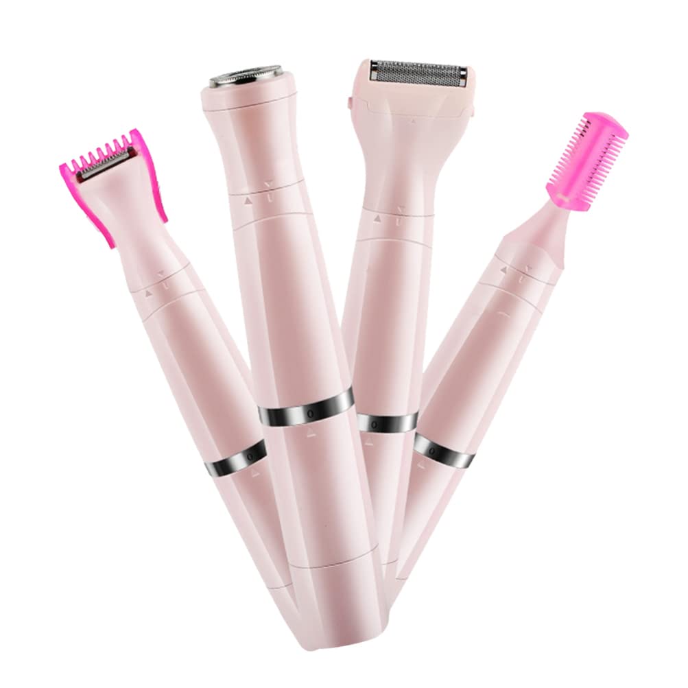 FOMIYES Electric Facial Epilator for Women - 4-in-1 Hair Removal Device for Face, Body & Bikini Area - Rechargeable Ladies Face Trimmer with Pink Design | Perfect for Travel, Home Use & Personal Grooming