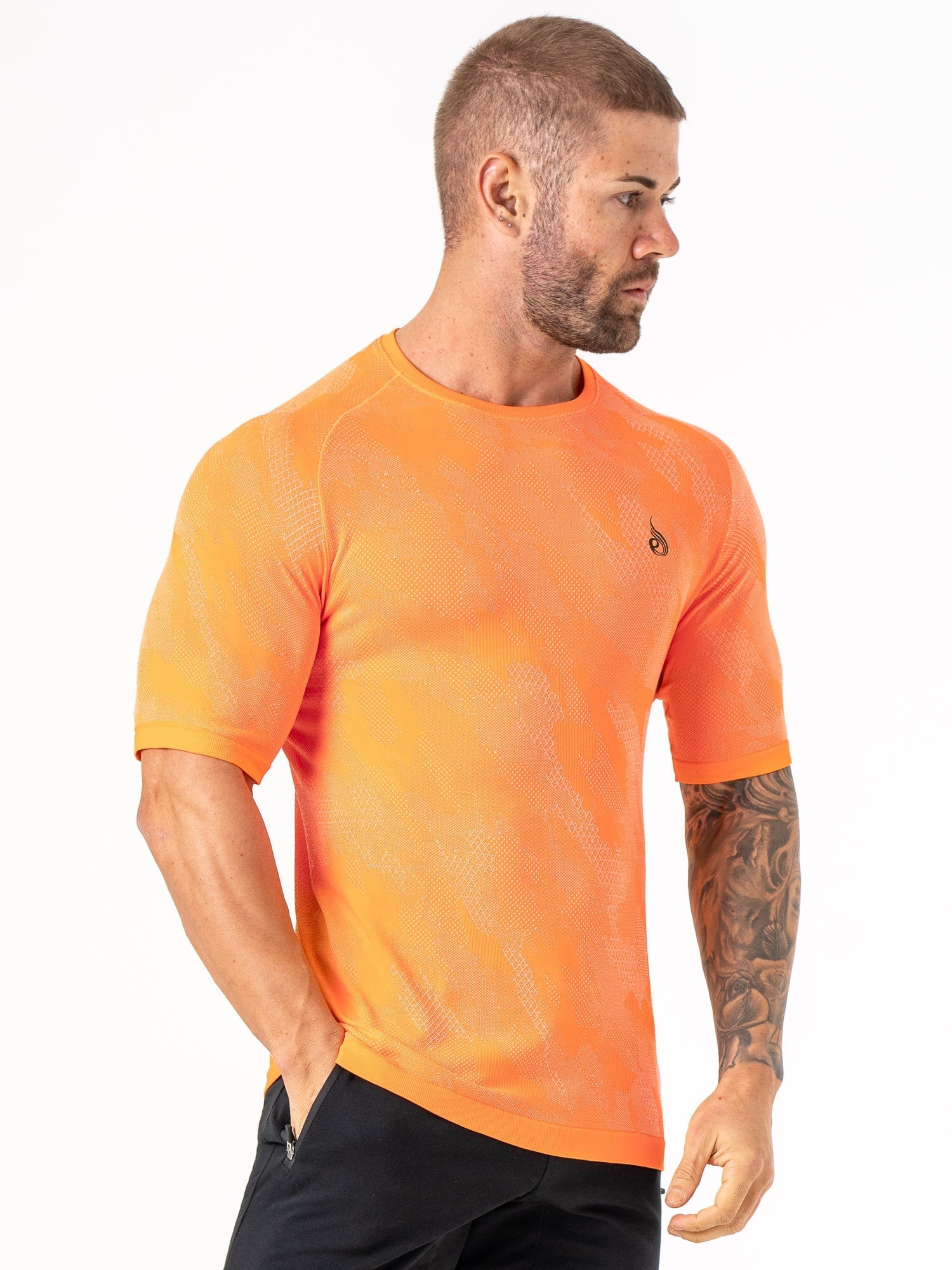 Aero Core Seamless T-Shirt for Men - Breathable Quick-Dry Orange Workout Shirt - Perfect for Gym, Running & Outdoor Activities